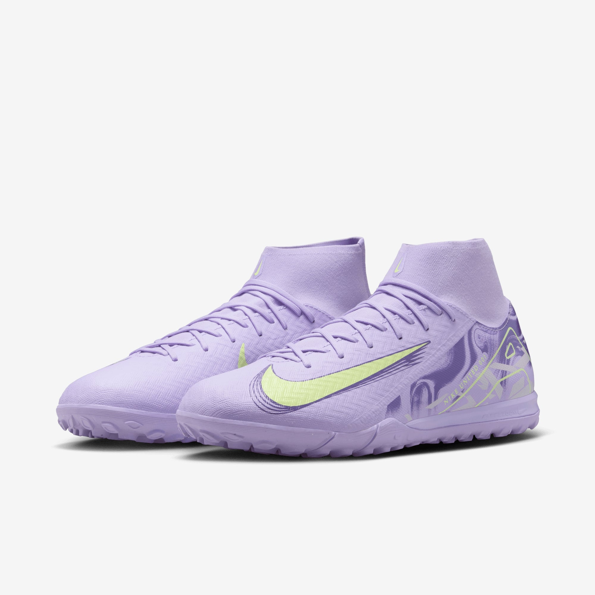 Nike United Mercurial Superfly 10 Academy TF High-Top Soccer Shoes - Purple Agate/Barely Volt