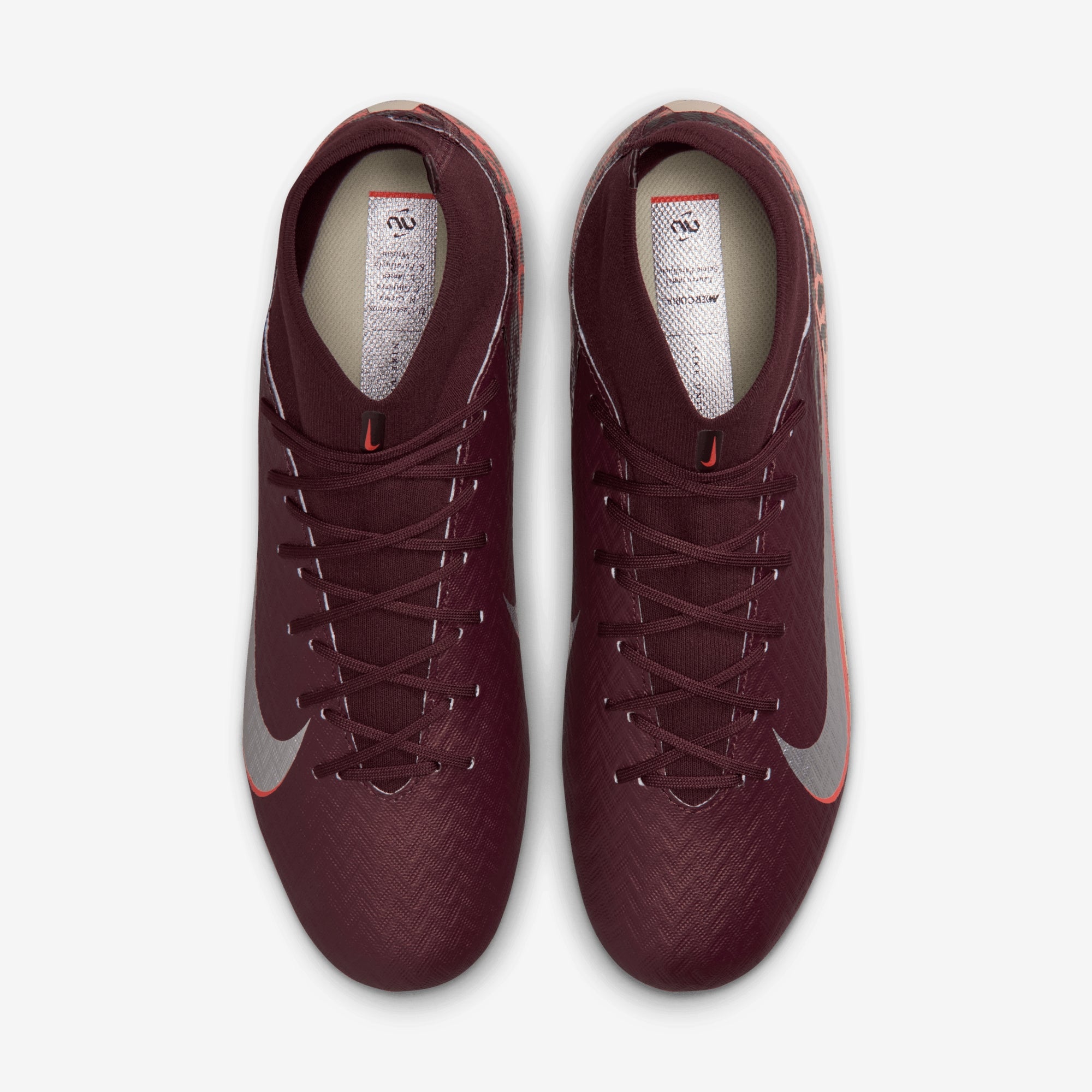 Nike United Mercurial Superfly 10 Academy Multi-Ground High-Top Soccer Cleats - Burgundy Crush/Metallic Silver