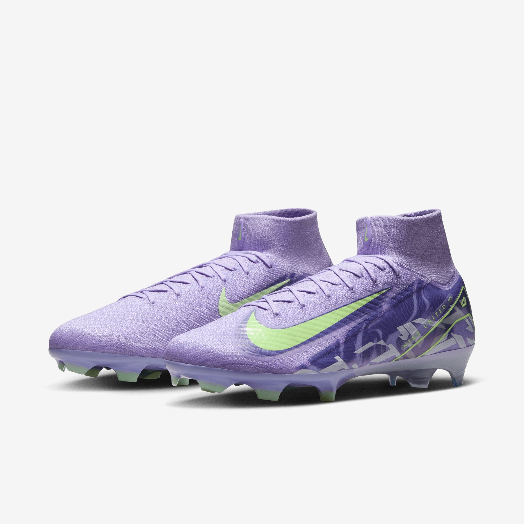 Nike United Mercurial Superfly 10 Elite FG High-Top Soccer Cleats - Purple Agate/Barely Volt