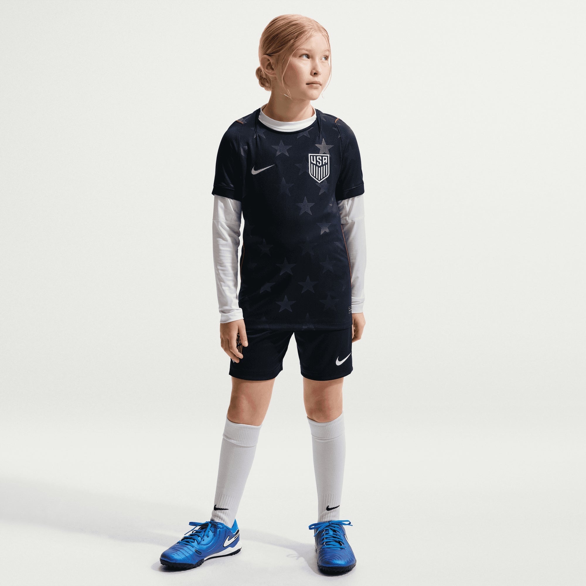 Nike USMNT 2026 Stadium Away Big Kids' Dri-FIT Soccer Replica Jersey - Dark Obsidian/Pure Platinum