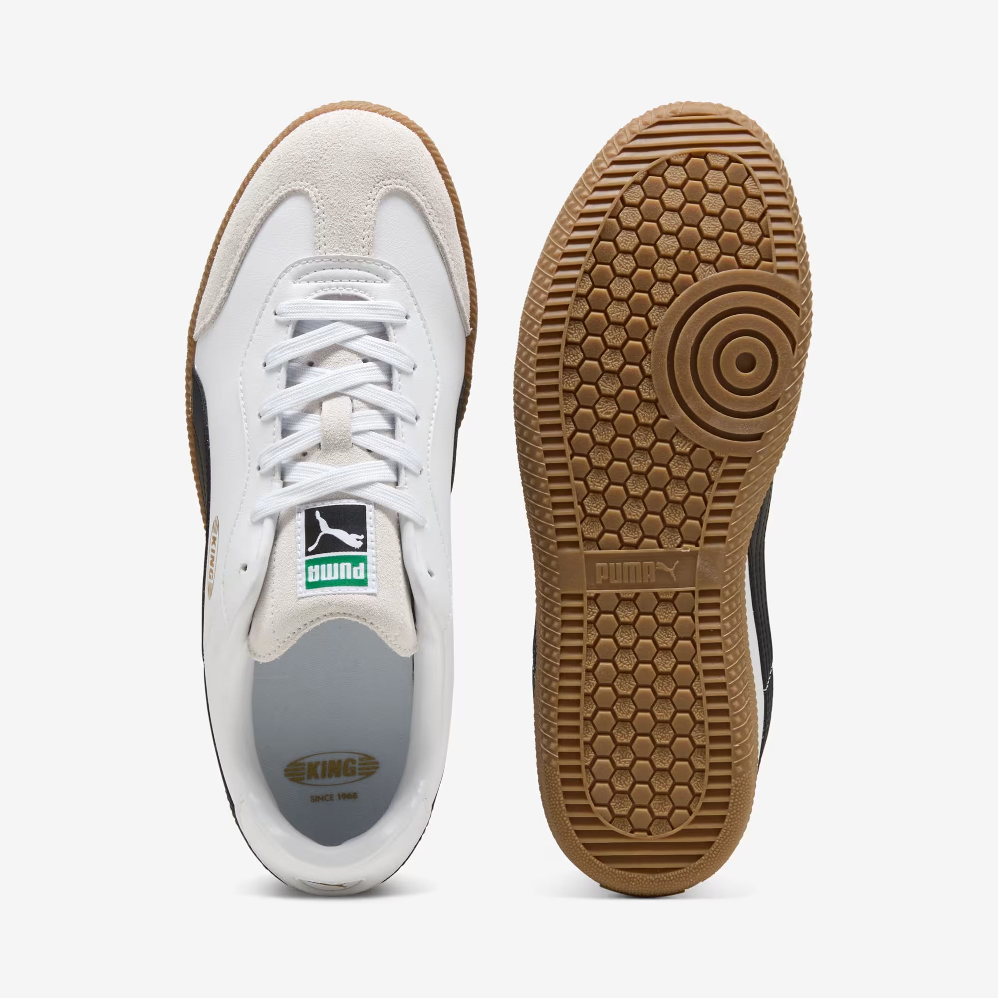 PUMA KING 21 Indoor/Court Low-Top Soccer Shoes - Puma White-Puma Black-Gum