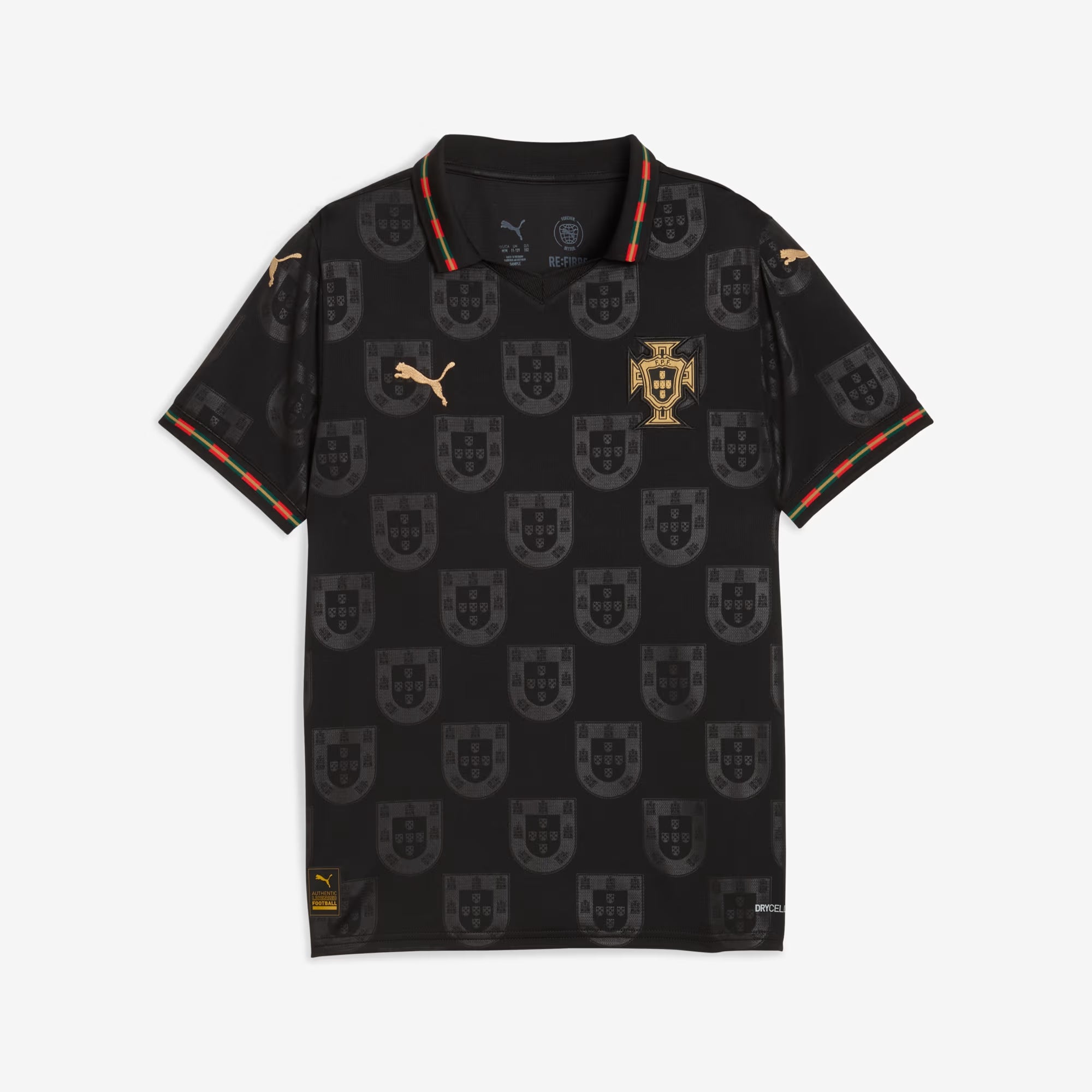 PUMA Portugal 2025/26 Special Edition Big Kids' Soccer Jersey - PUMA Black-Matte Puma Gold