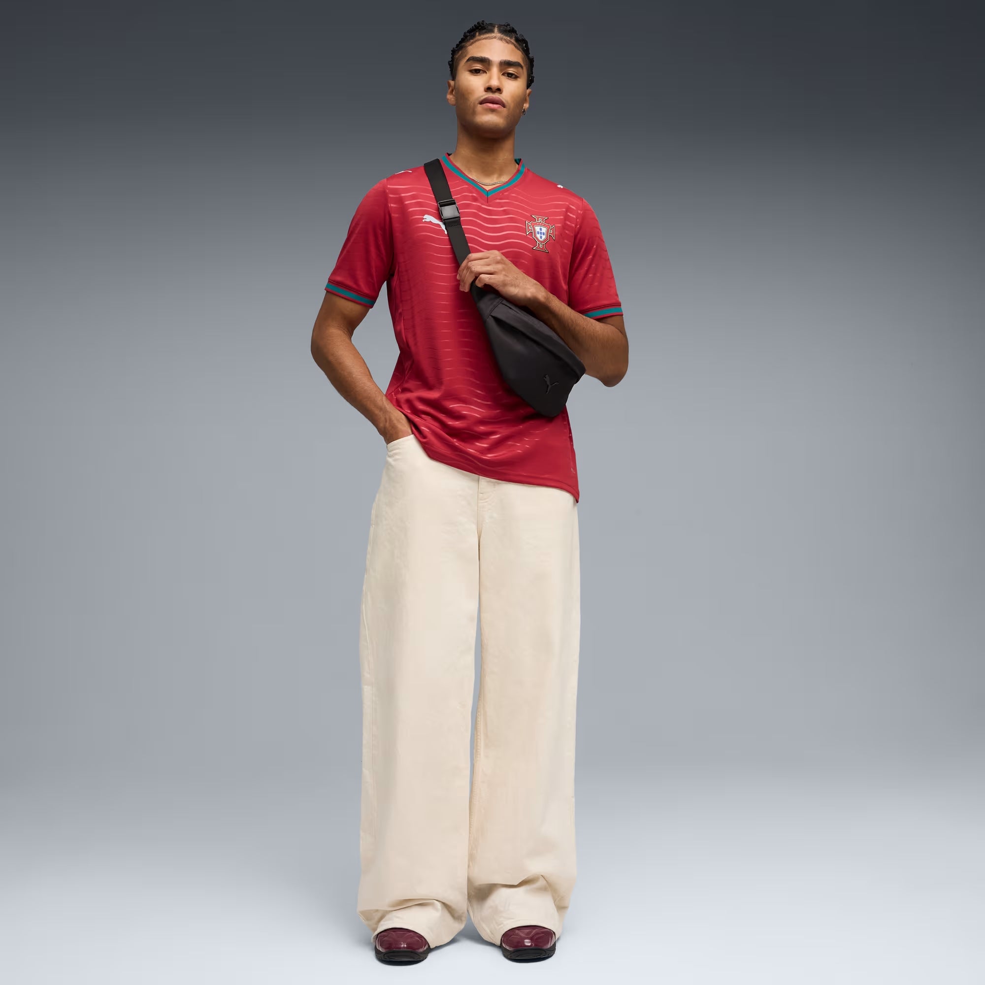 PUMA Portugal 2026/27 Stadium Home Men's Soccer Jersey - Club Red-Green Lagoon