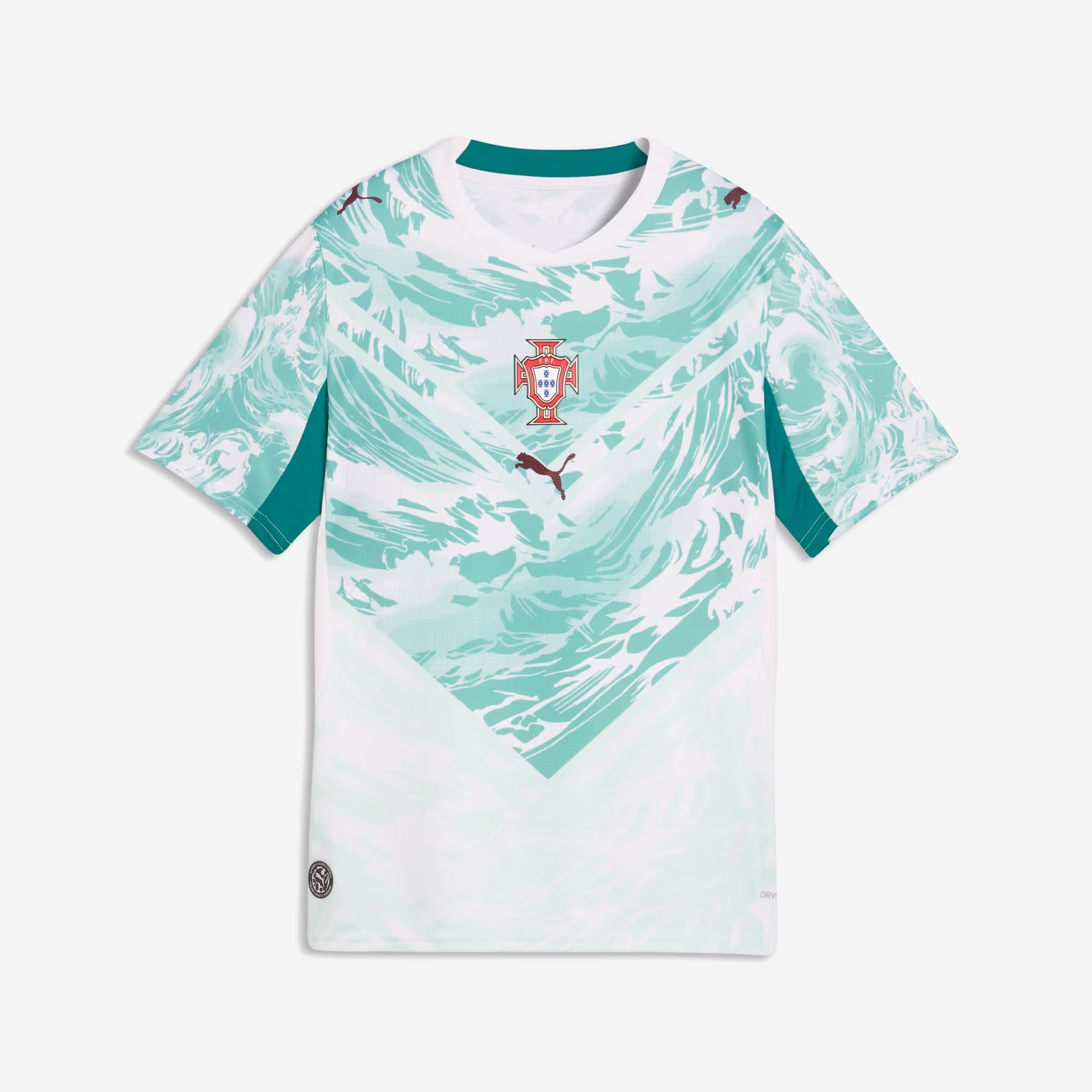 PUMA Portugal 2026 Stadium Away Big Kids' Soccer Jersey - PUMA White-Green Lagoon