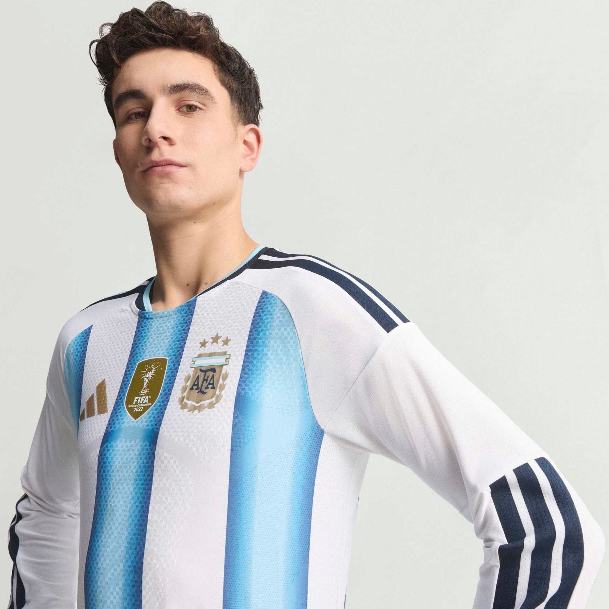 adidas Argentina 2026 Match Home Men's Soccer Authentic Long-Sleeve Jersey - White / Icey Blue / Light Blue