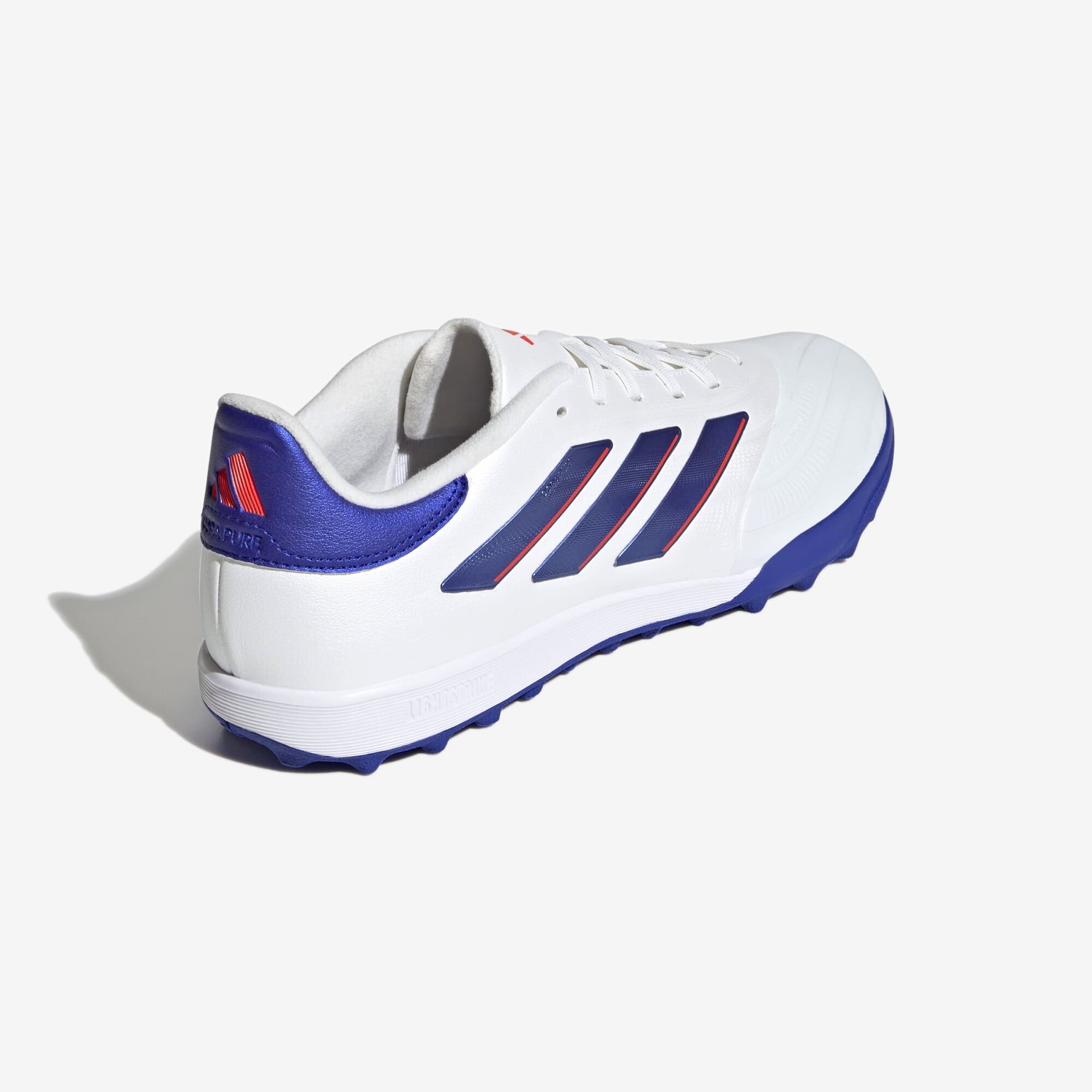 adidas Copa Pure 2 League TF Low-Top Soccer Shoes - Cloud White / Lucid Blue / Solar Red