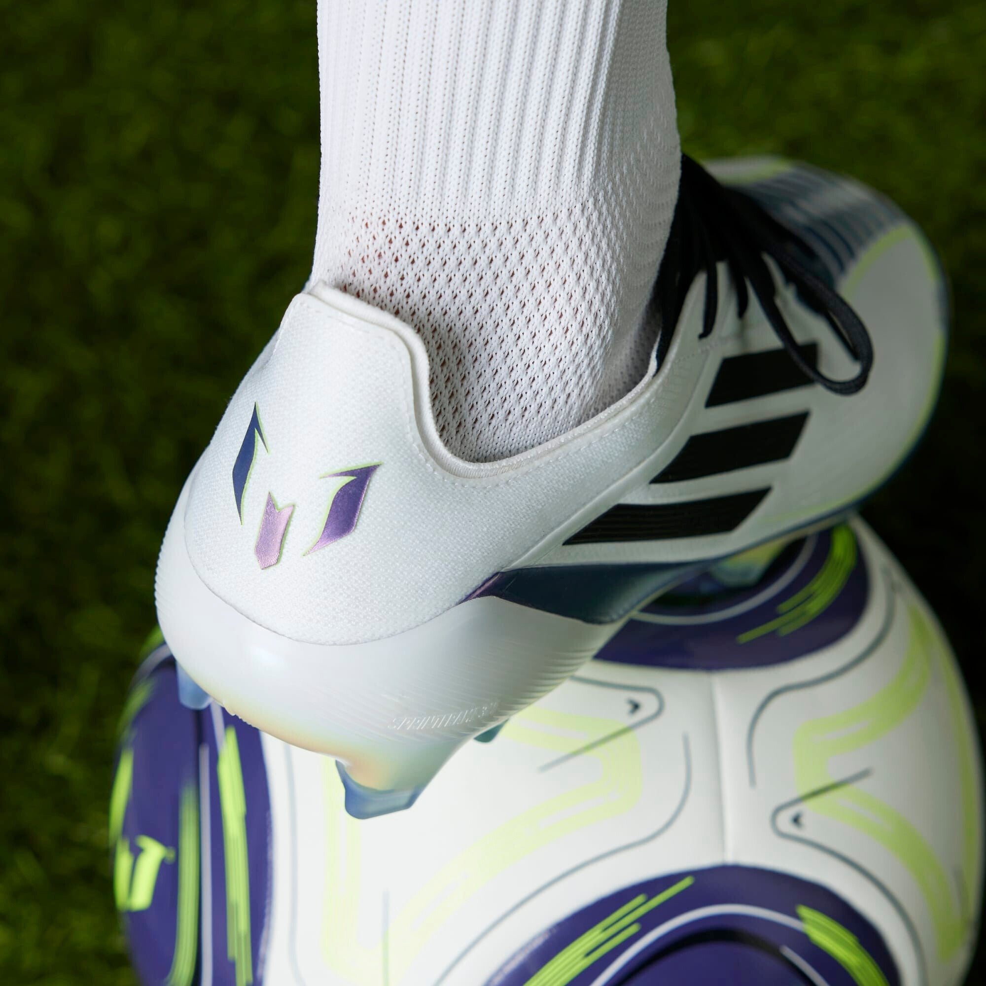 adidas F50 Elite Messi FG Low-Top Soccer Cleats - Cloud White / Core Black / Purple