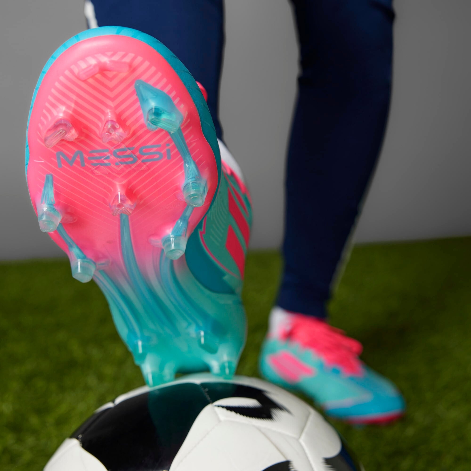 adidas F50 Elite Messi FG Low-Top Soccer Cleats - Flash Aqua / Lucid Pink / Lucid Cyan