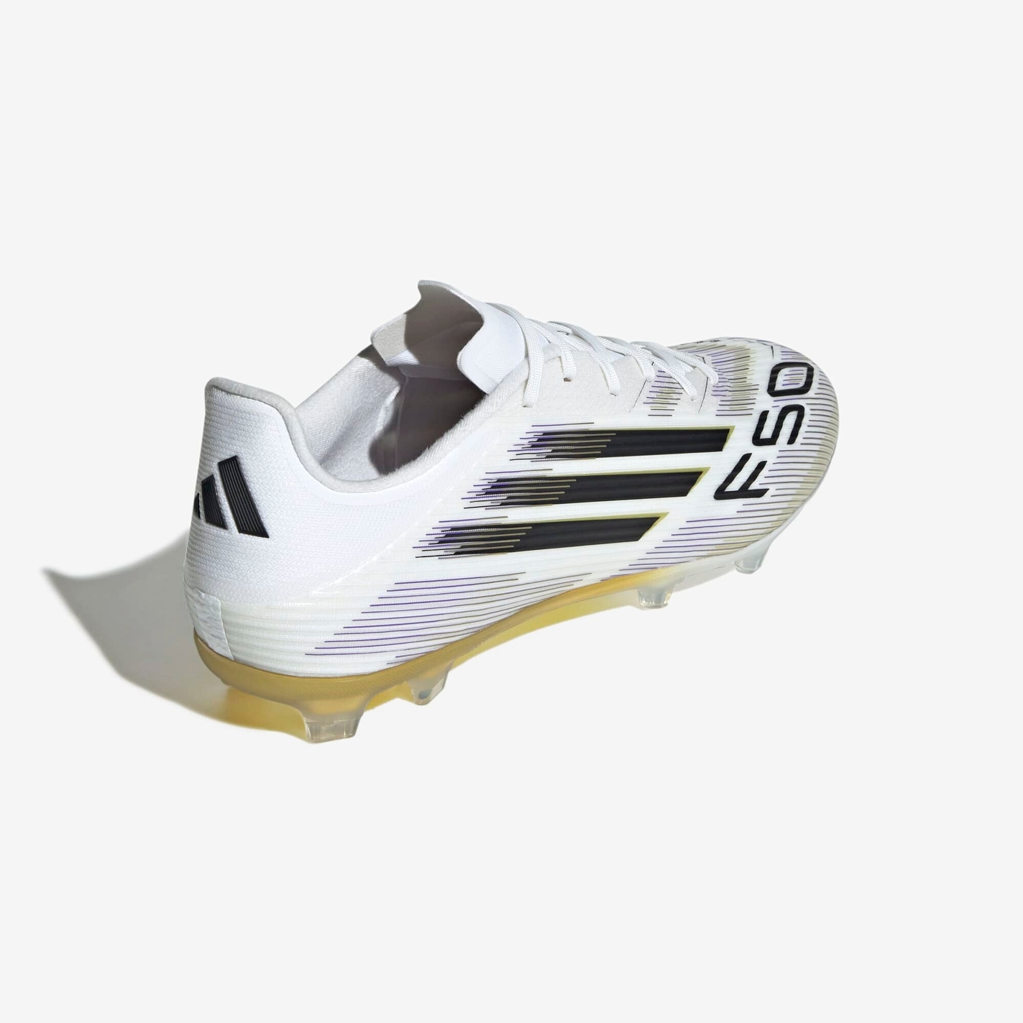 adidas F50 League Firm/Multi-Ground Low-Top Soccer Cleats - Cloud White / Core Black / Gold Metallic