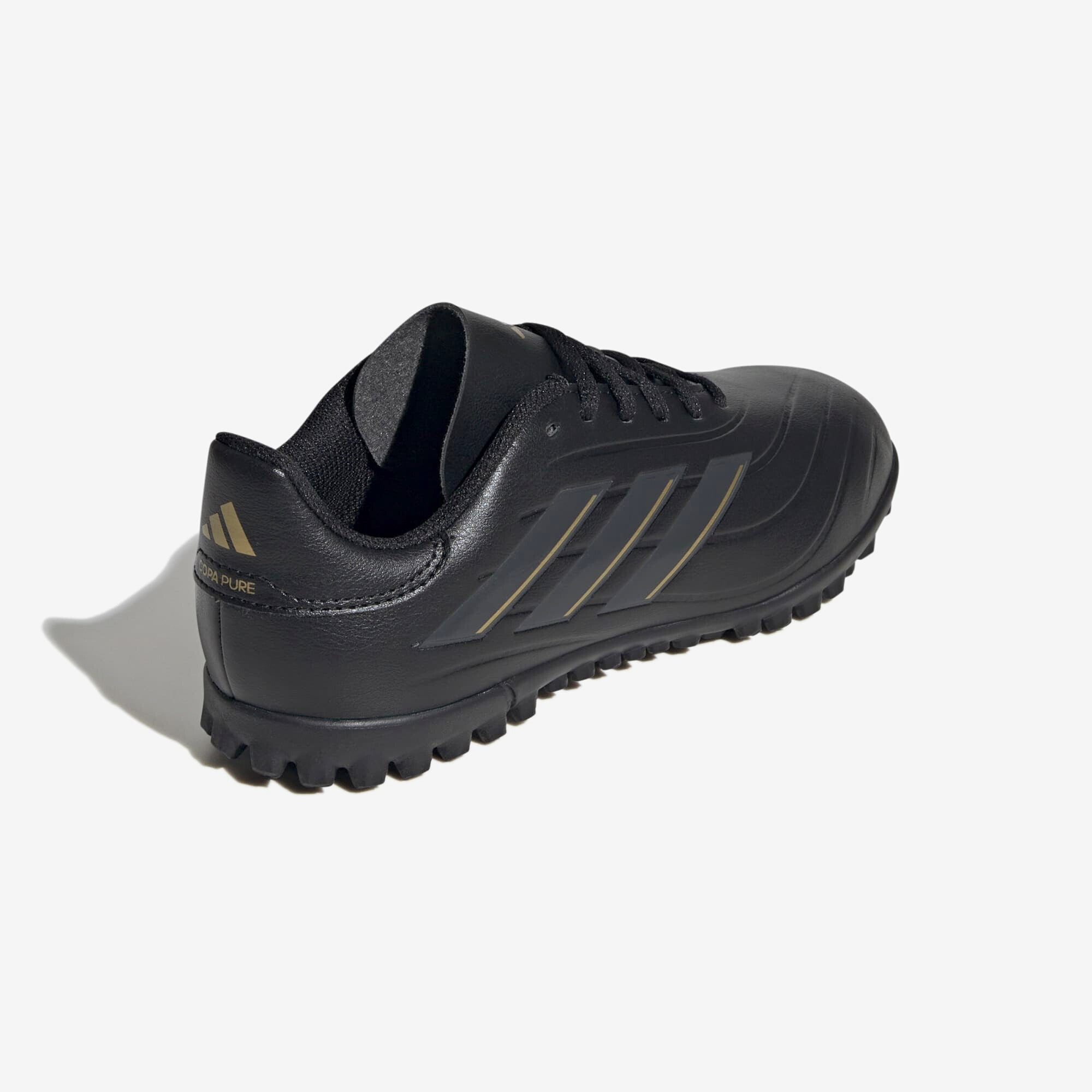 adidas Jr. Copa Pure 2 Club Little/Big Kids' TF Low-Top Soccer Shoes - Core Black / Carbon / Gold Metallic