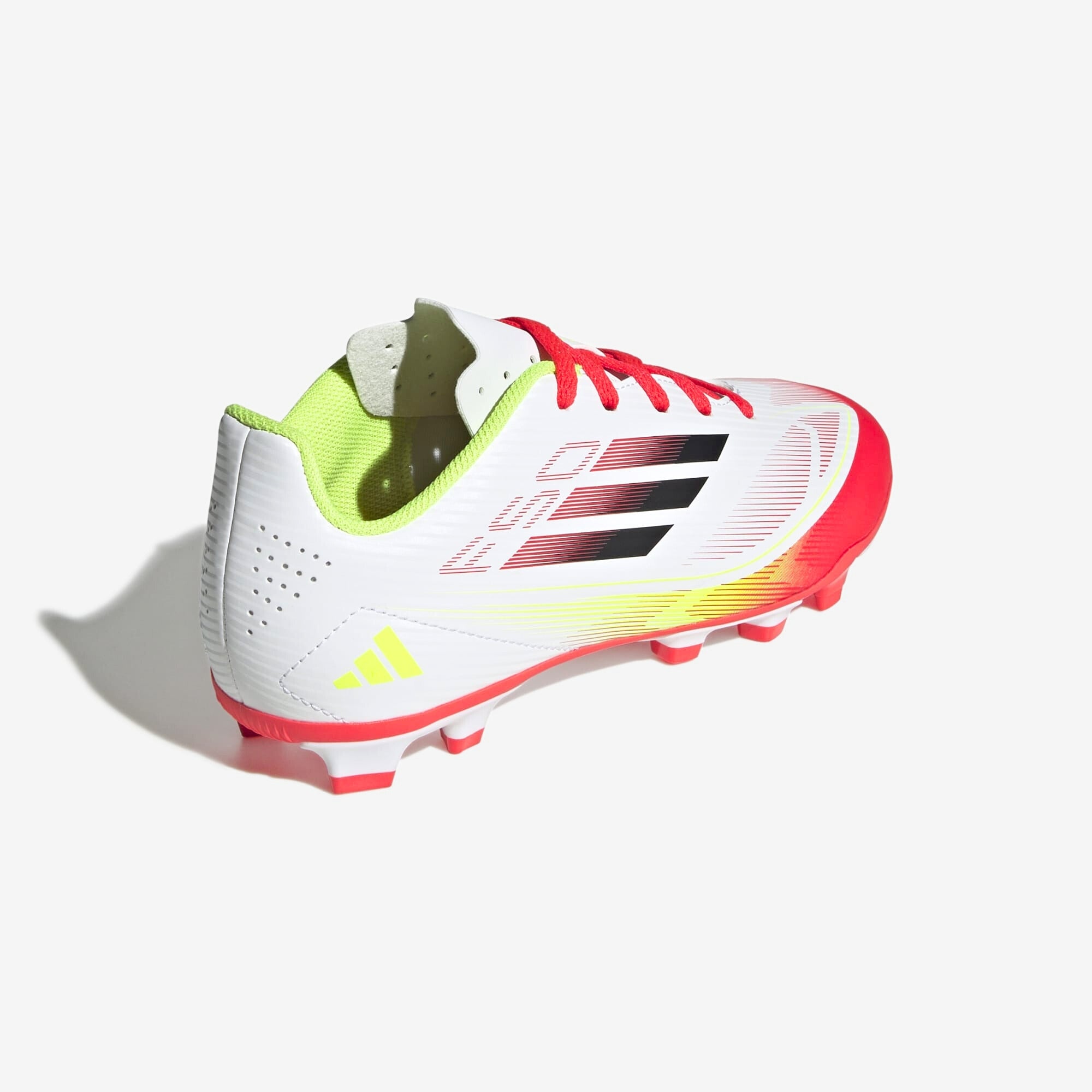 adidas Jr. F50 Club Little/Big Kids' FG/MG Low-Top Soccer Cleats - Cloud White / Core Black / Solar Yellow