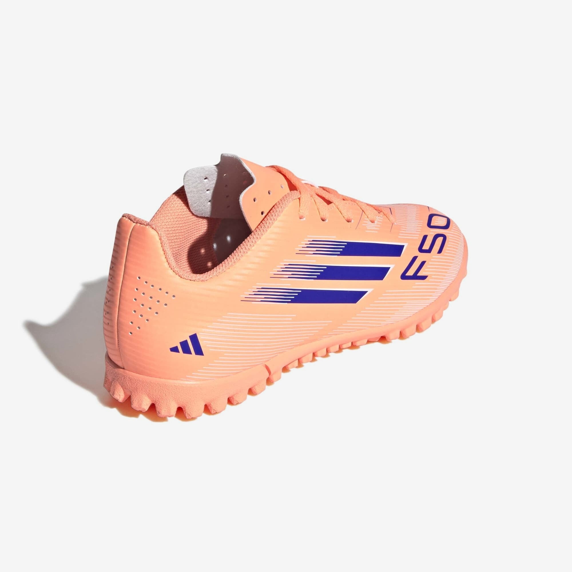 adidas Jr. F50 Club Big Kids' Turf Low-Top Soccer Shoes - Beam Orange / Lucid Blue / Cloud White