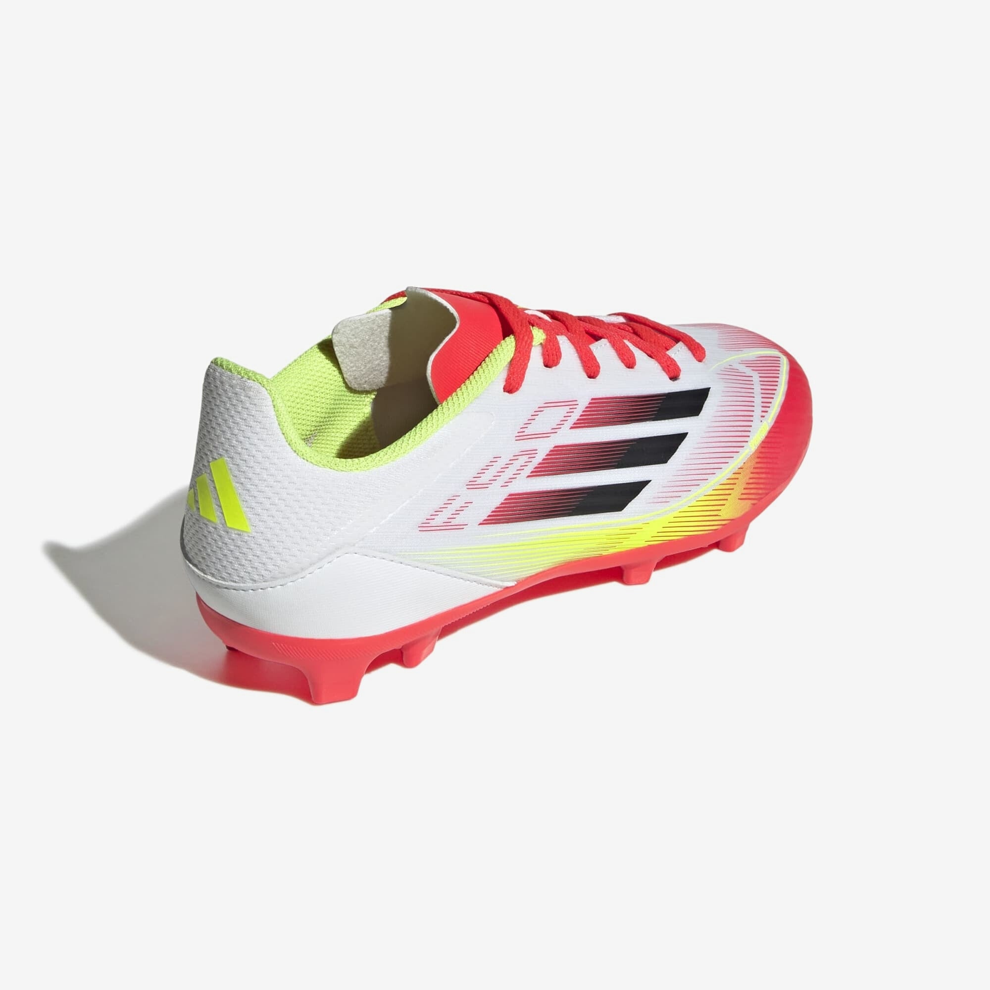 adidas Jr. F50 League Big Kids' Firm/Multi-Ground Low-Top Soccer Cleats - Cloud White / Core Black / Solar Yellow