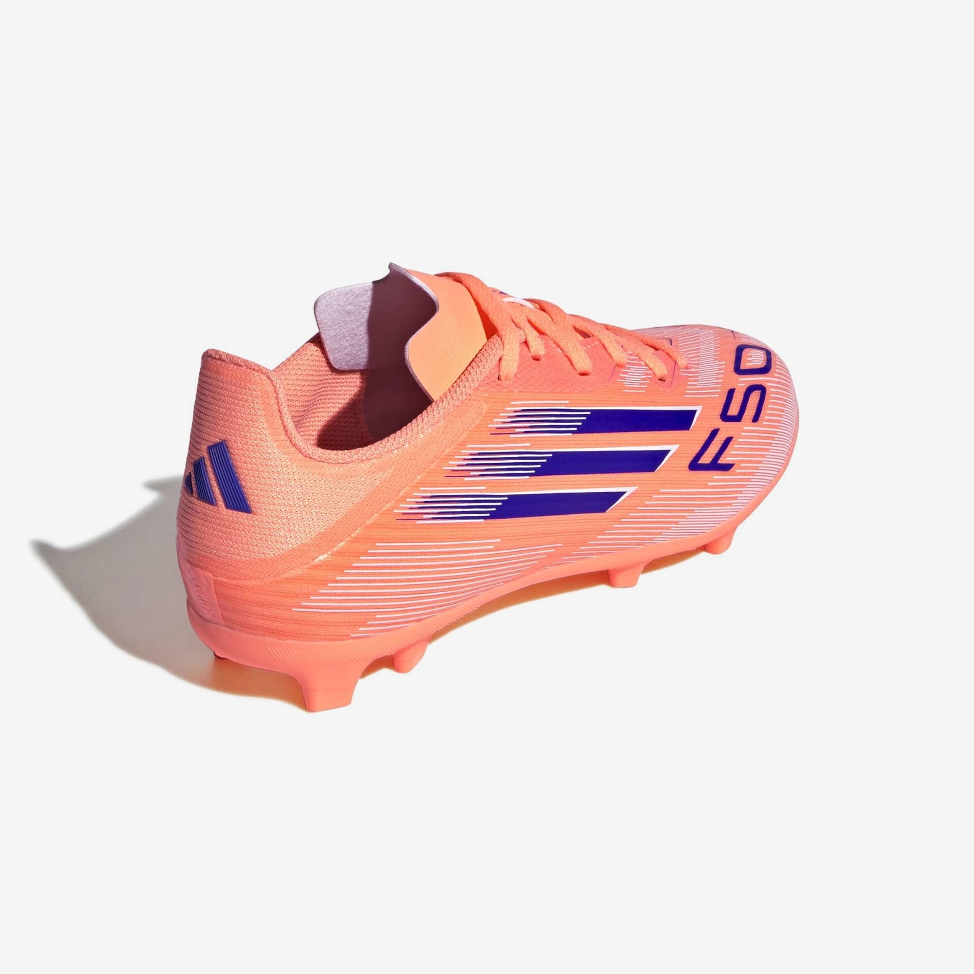adidas Jr. F50 League Kids' Firm/Multi-Ground Low-Top Soccer Cleats - Beam Orange / Lucid Blue / Cloud White