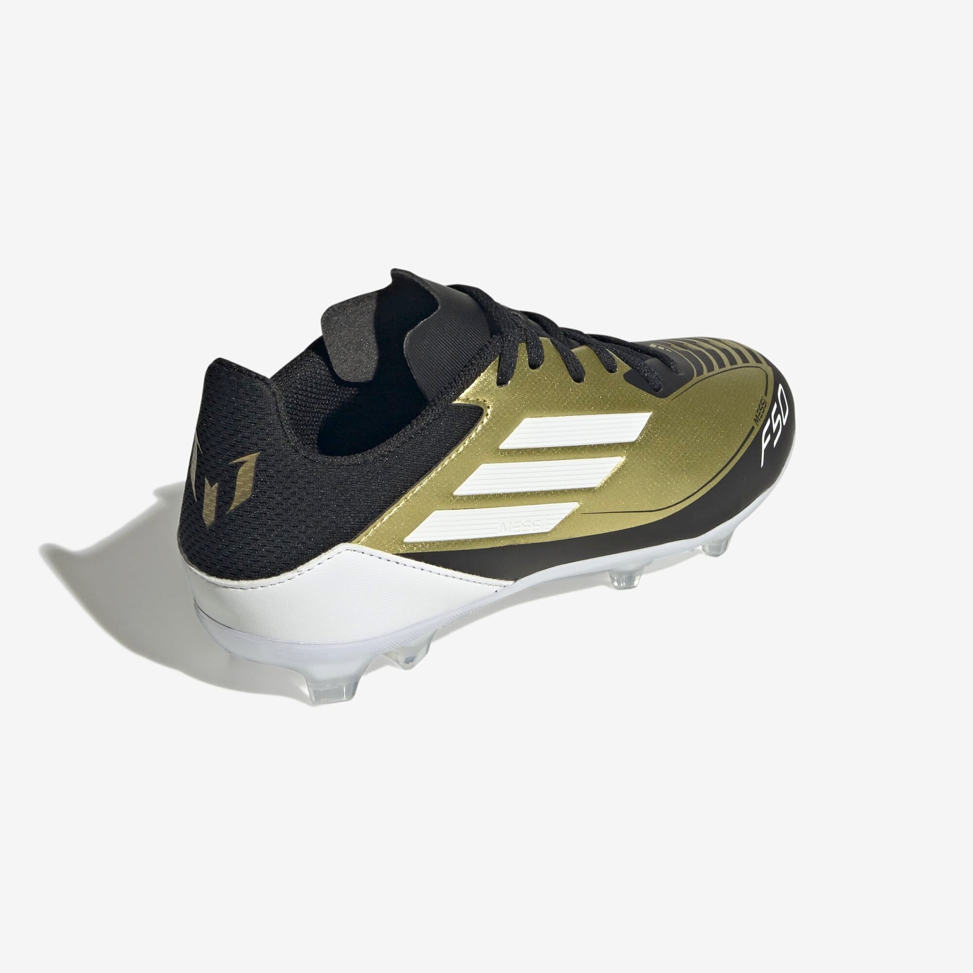 adidas Jr. Messi F50 League Little/Big Kids' FG/MG Low-Top Soccer Cleats - Gold Metallic / Cloud White / Core Black