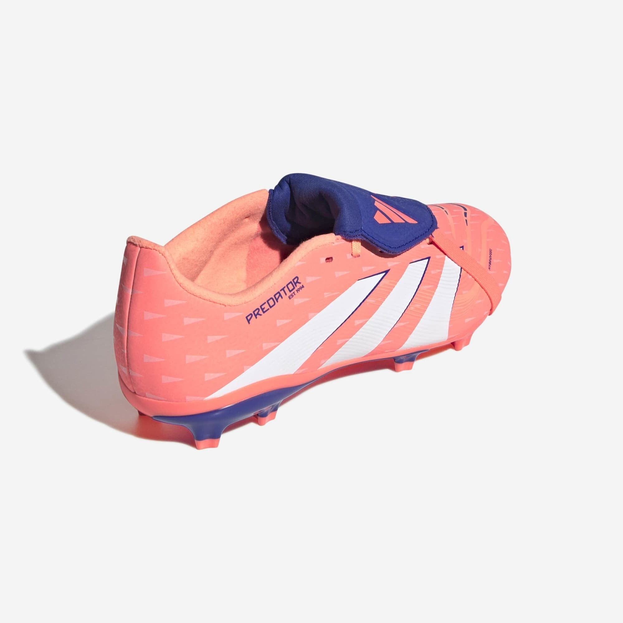 adidas Jr. Predator League Fold-Over Tongue Big Kids' Firm/Multi-Ground Low-Top Soccer Cleats - Signal Coral / Cloud White / Beam Orange
