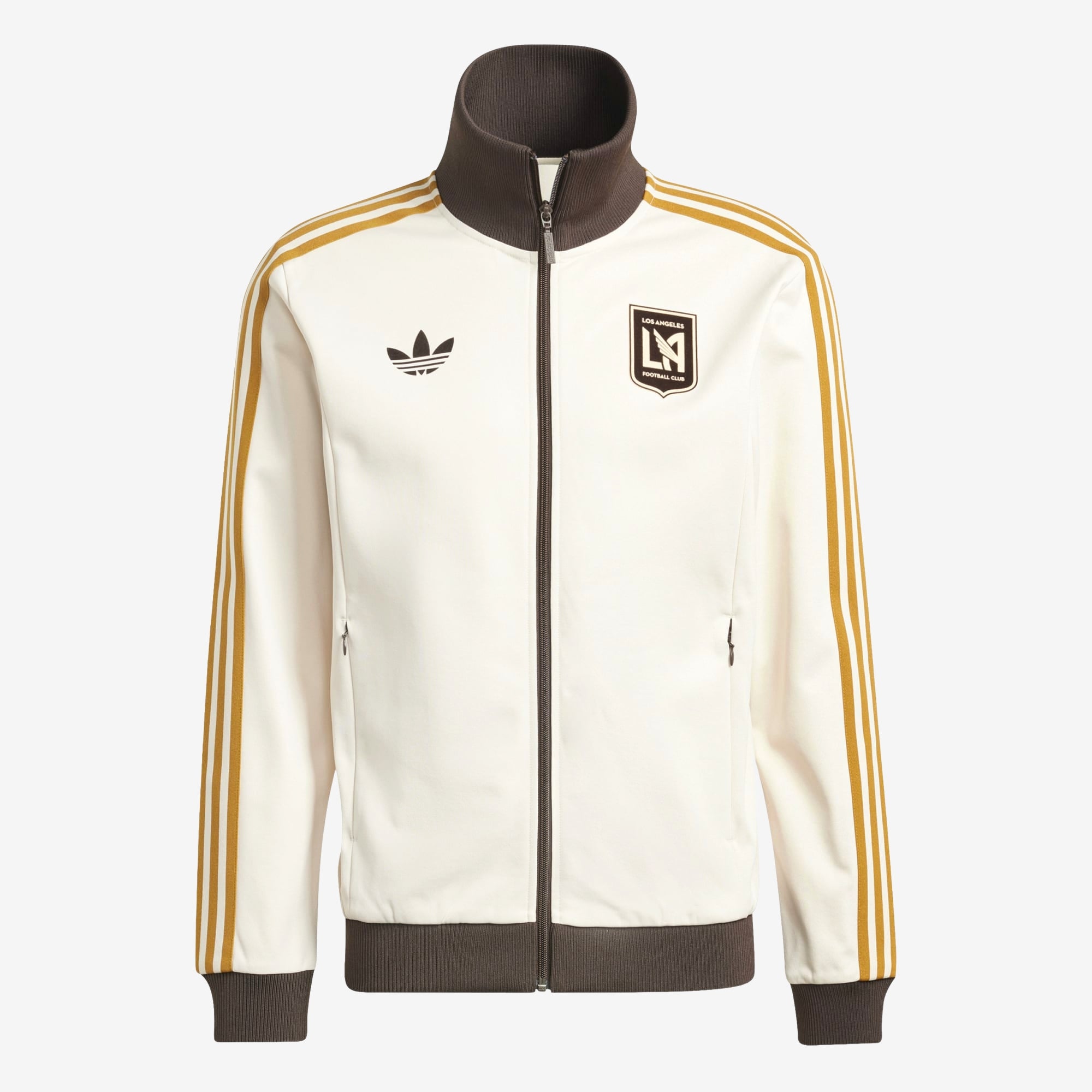 adidas Los Angeles FC 2024 Beckenbauer Top Men's Full-Zip Soccer Track Jacket - Linen / Dark Brown