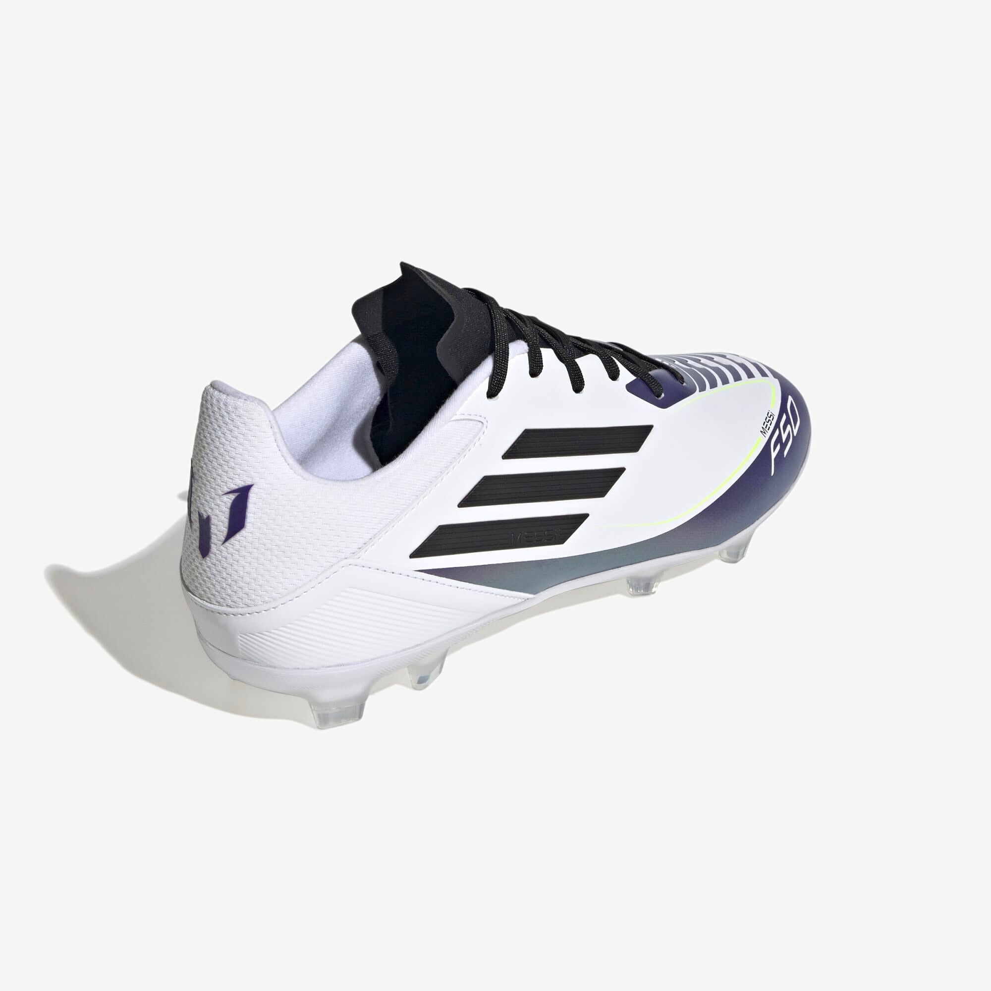 adidas Messi F50 League FG/MG Low-Top Soccer Cleats - Cloud White / Core Black / Purple