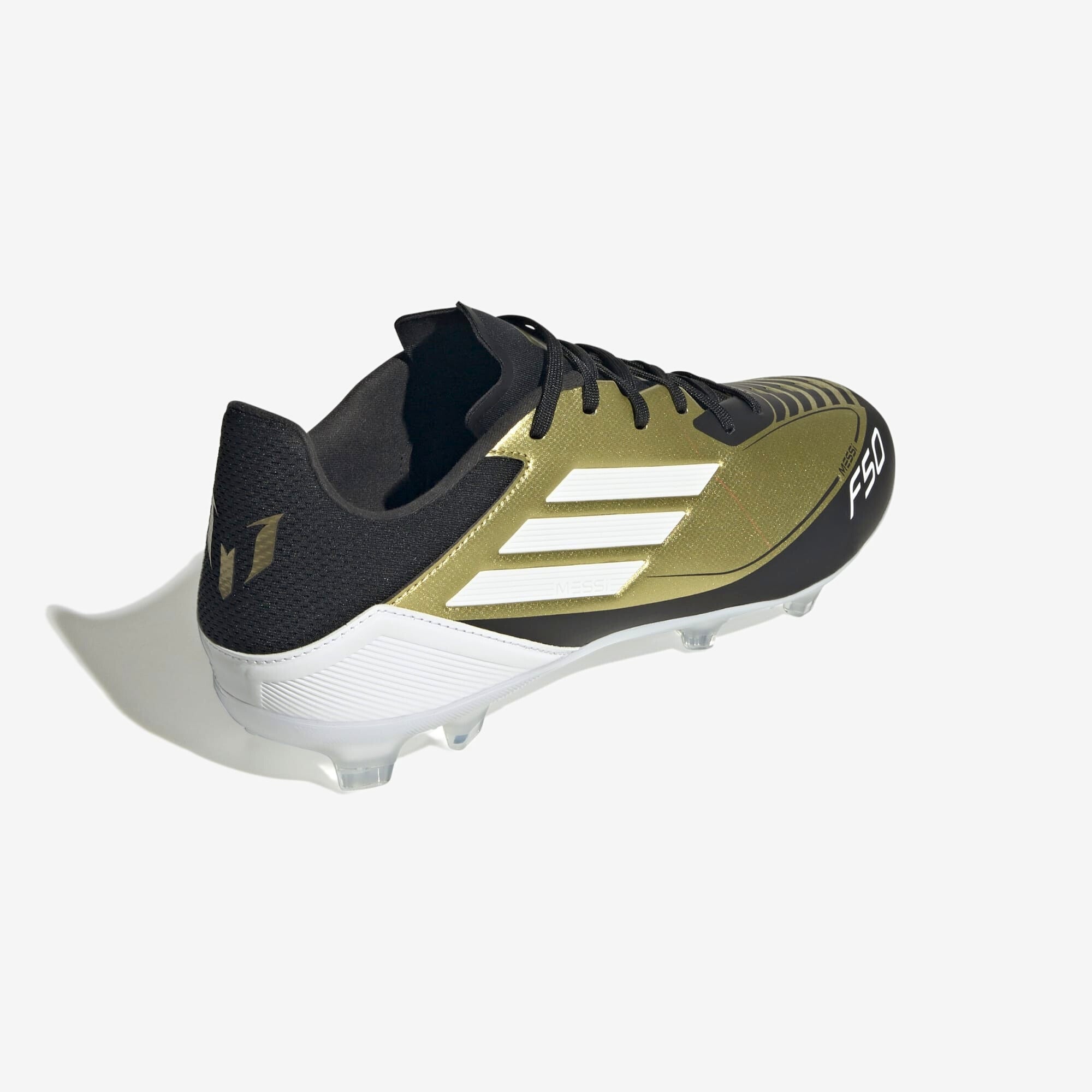 adidas Messi F50 League FG/MG Low-Top Soccer Cleats - Gold Metallic / Cloud White / Core Black