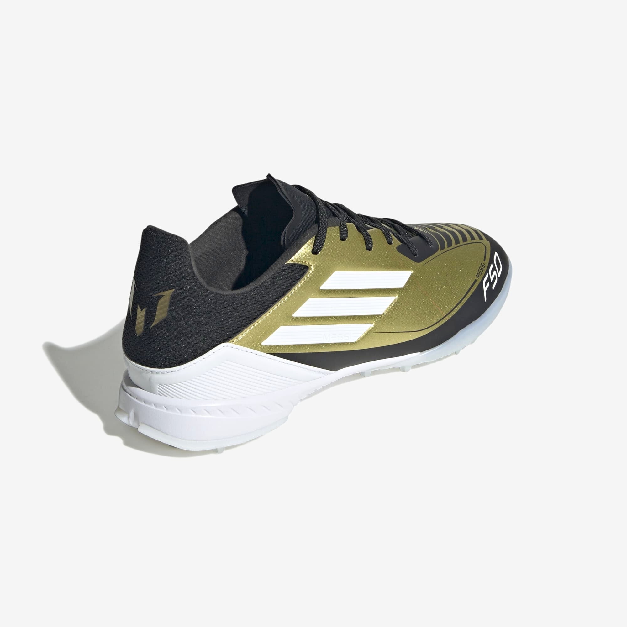 adidas Messi F50 League TF Low-Top Soccer Shoes - Gold Metallic / Cloud White / Core Black