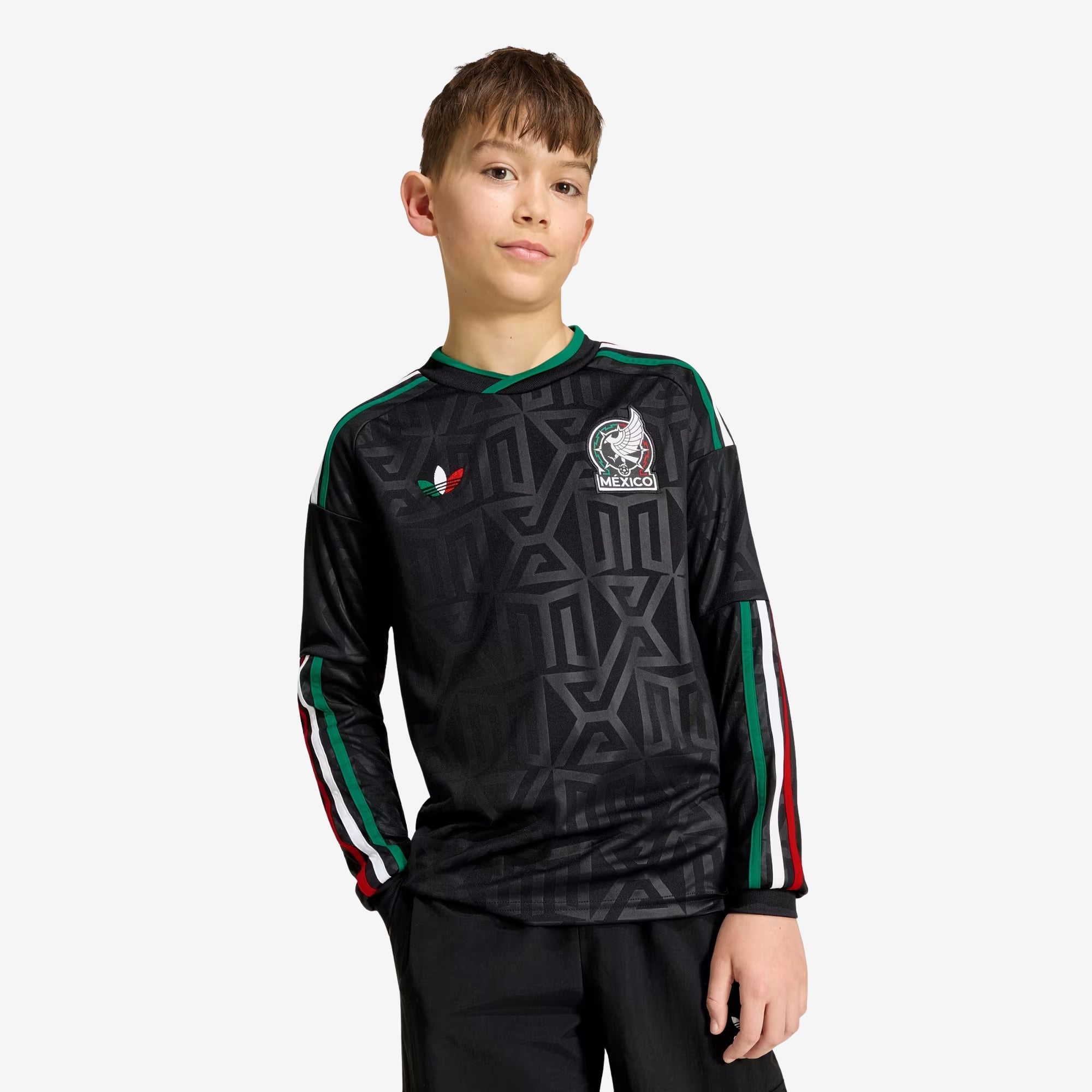 adidas Mexico 2026 Stadium Third Big Kids' Soccer Long-Sleeve Jersey - Black