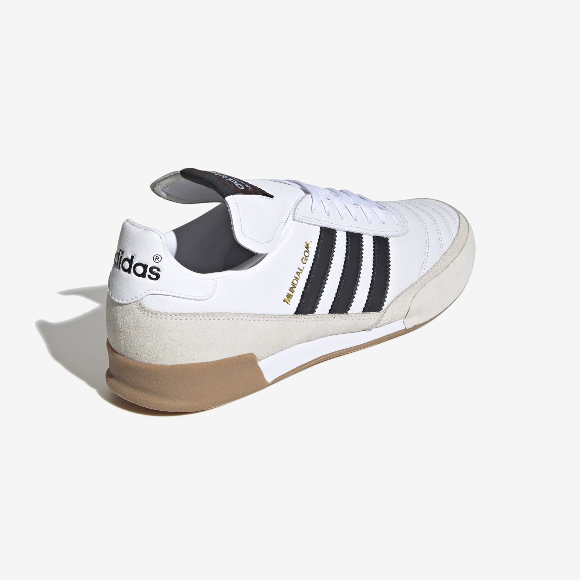 adidas Mundial Goal IC Low-Top Soccer Shoes - Cloud White / Core Black / Gold Metallic