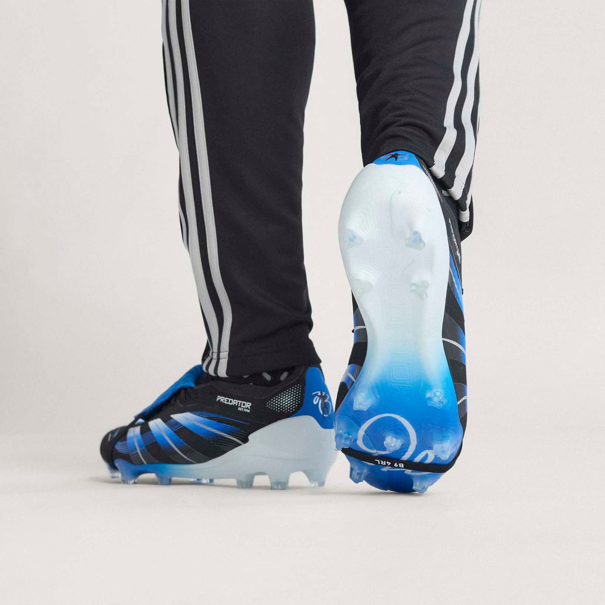 adidas Predator Elite JB Fold-Over Tongue Firm-Ground Low-Top Soccer Cleats - Core Black / Cloud White / Glow Blue