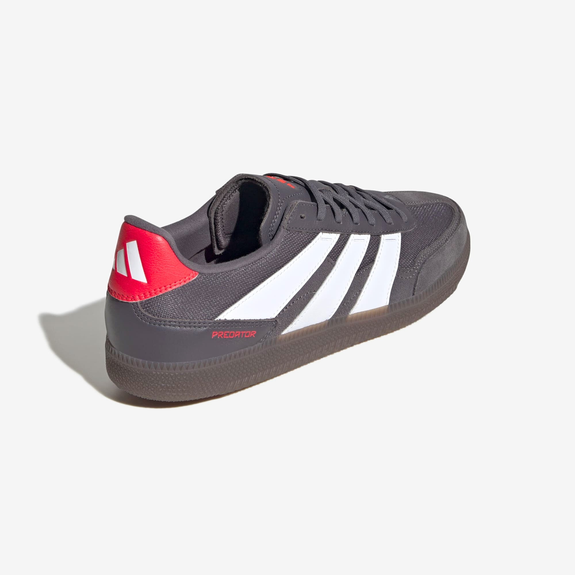 adidas Predator Freestyle IC Low-Top Soccer Shoes - Grey Strata / White / Lucid Red