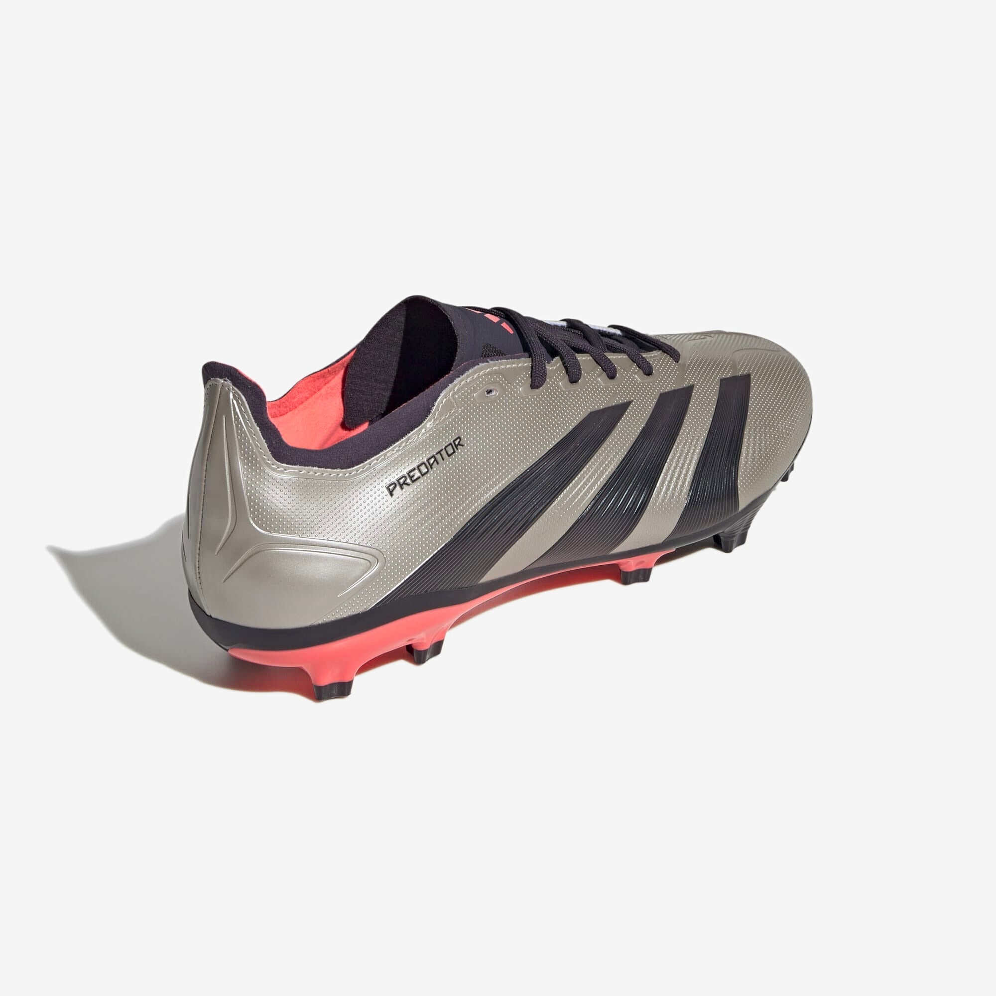 adidas Predator League FG Low-Top Soccer Cleats - Platinum Metallic / Aurora Black / Turbo