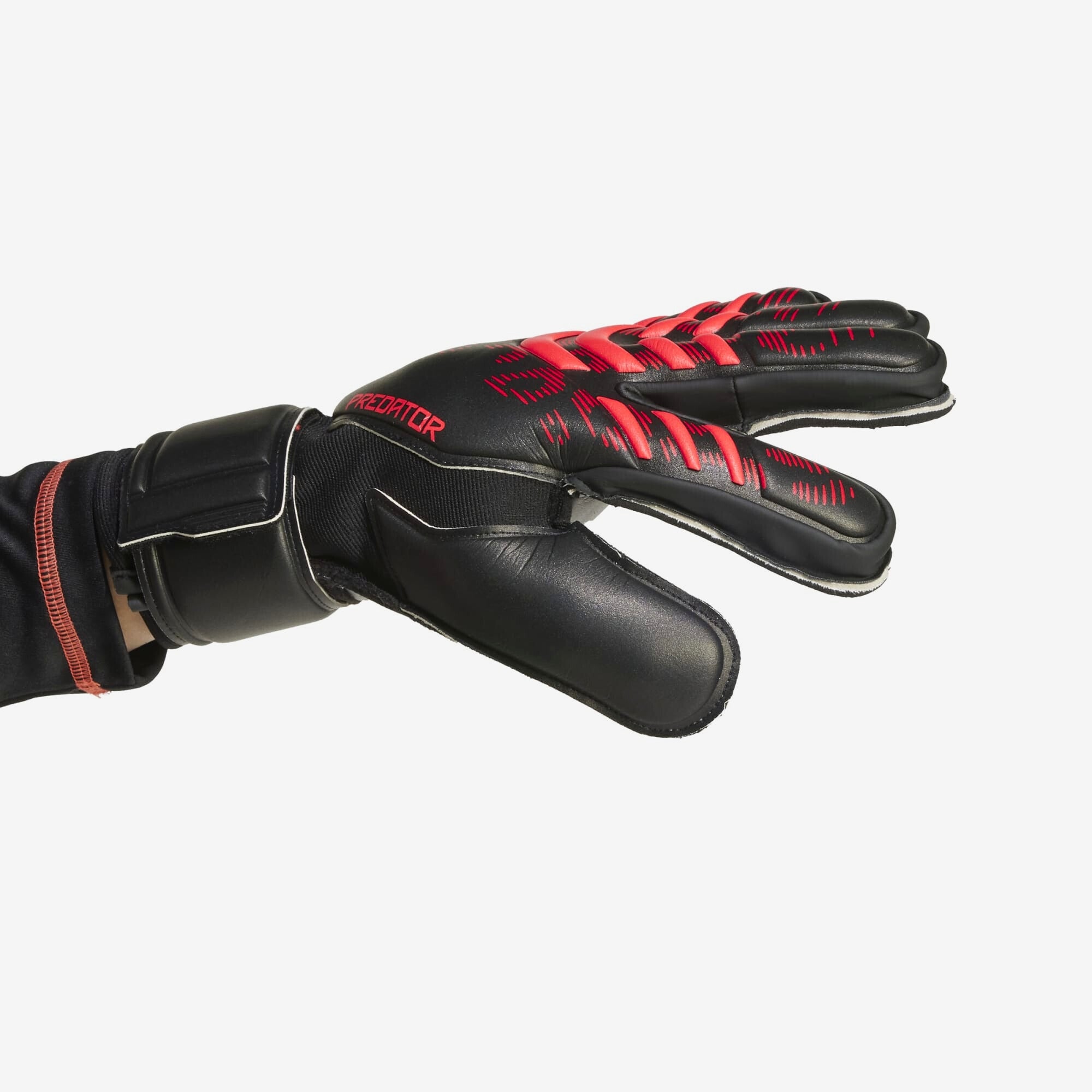 adidas Predator Match Fingersave Goalkeeper Gloves - Black / Black / Lucid Red