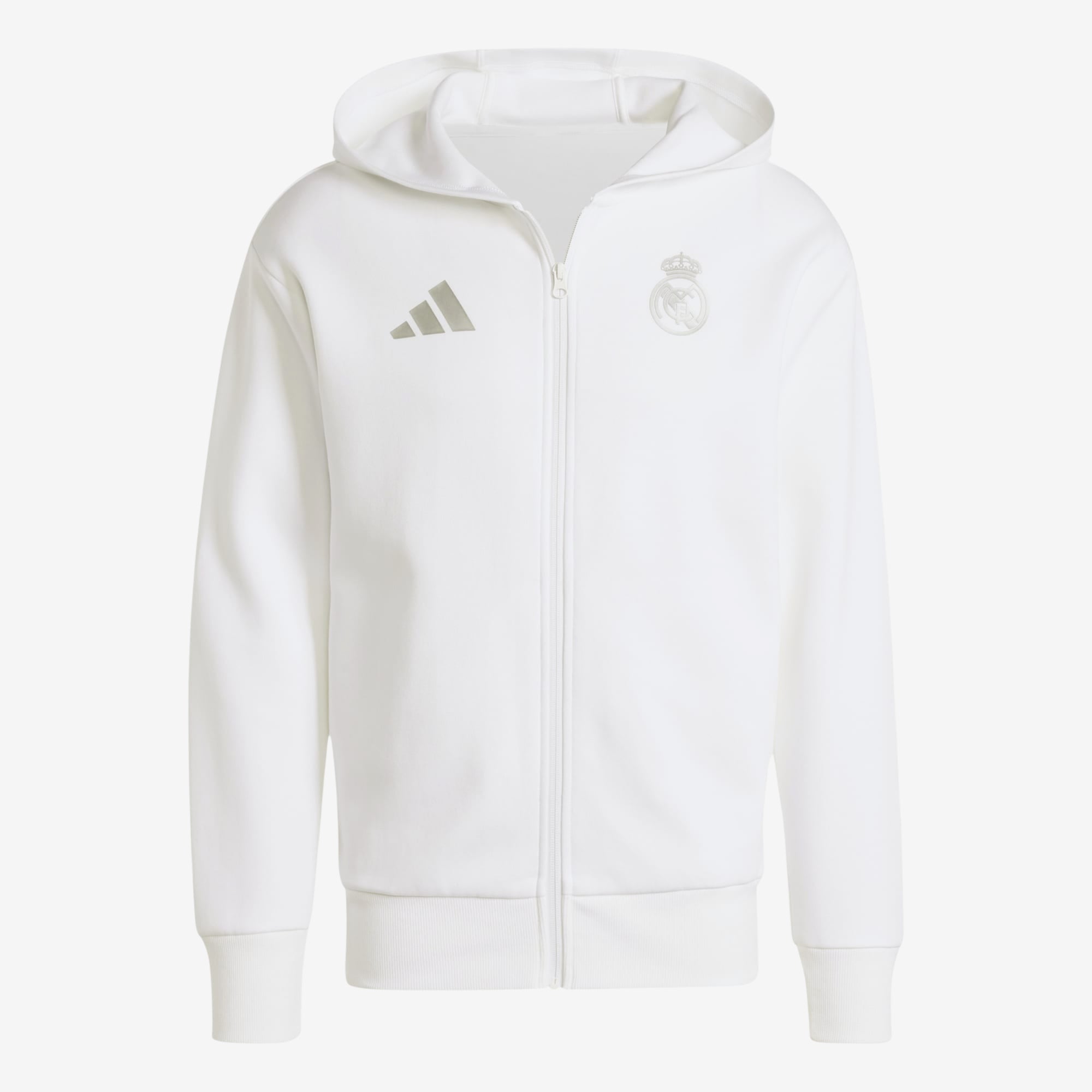 adidas Real Madrid Anthem Men's Soccer Full-Zip Hooded Jacket - White