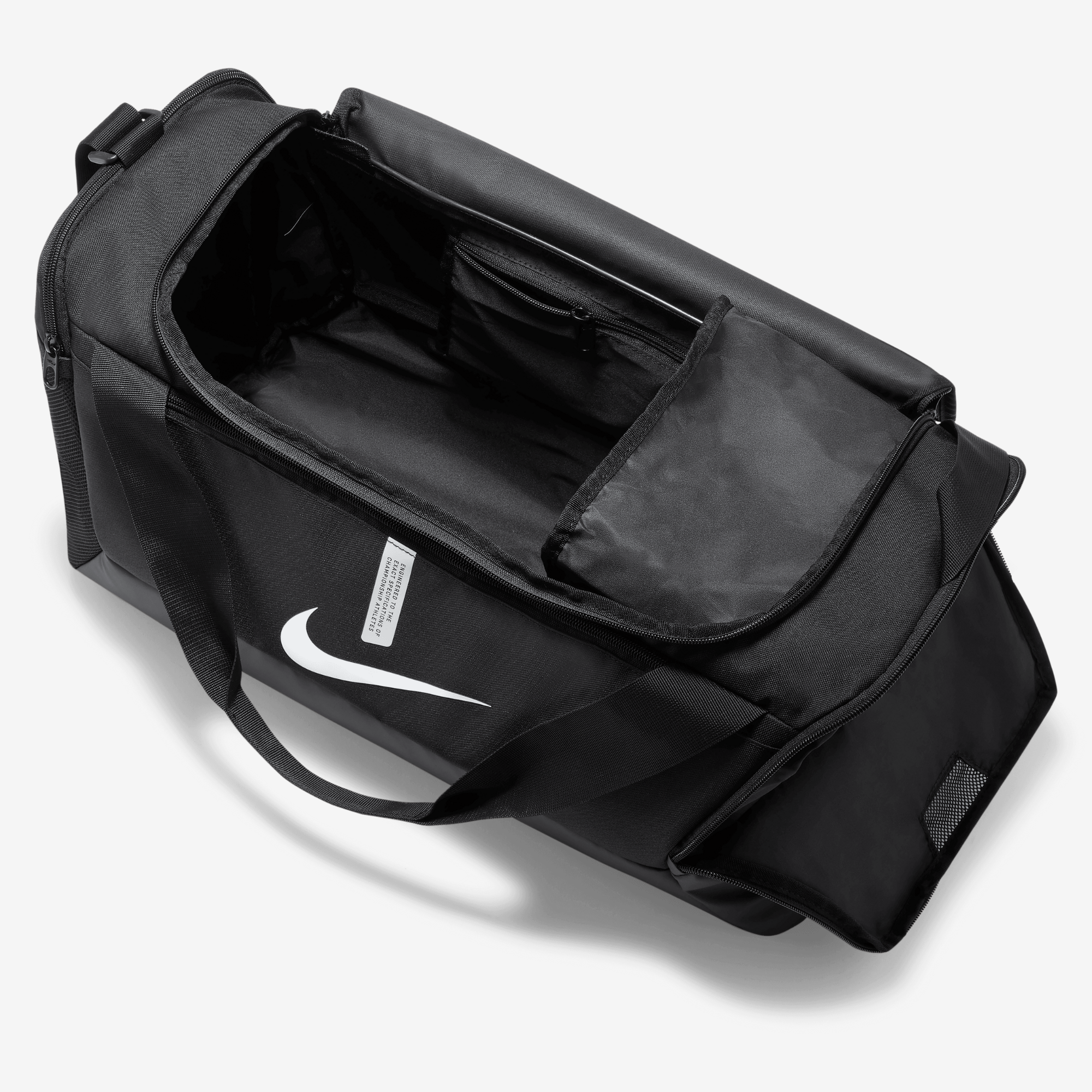 Nike Academy Team Soccer Duffel Bag (Small, 41L) - Black/Black/White