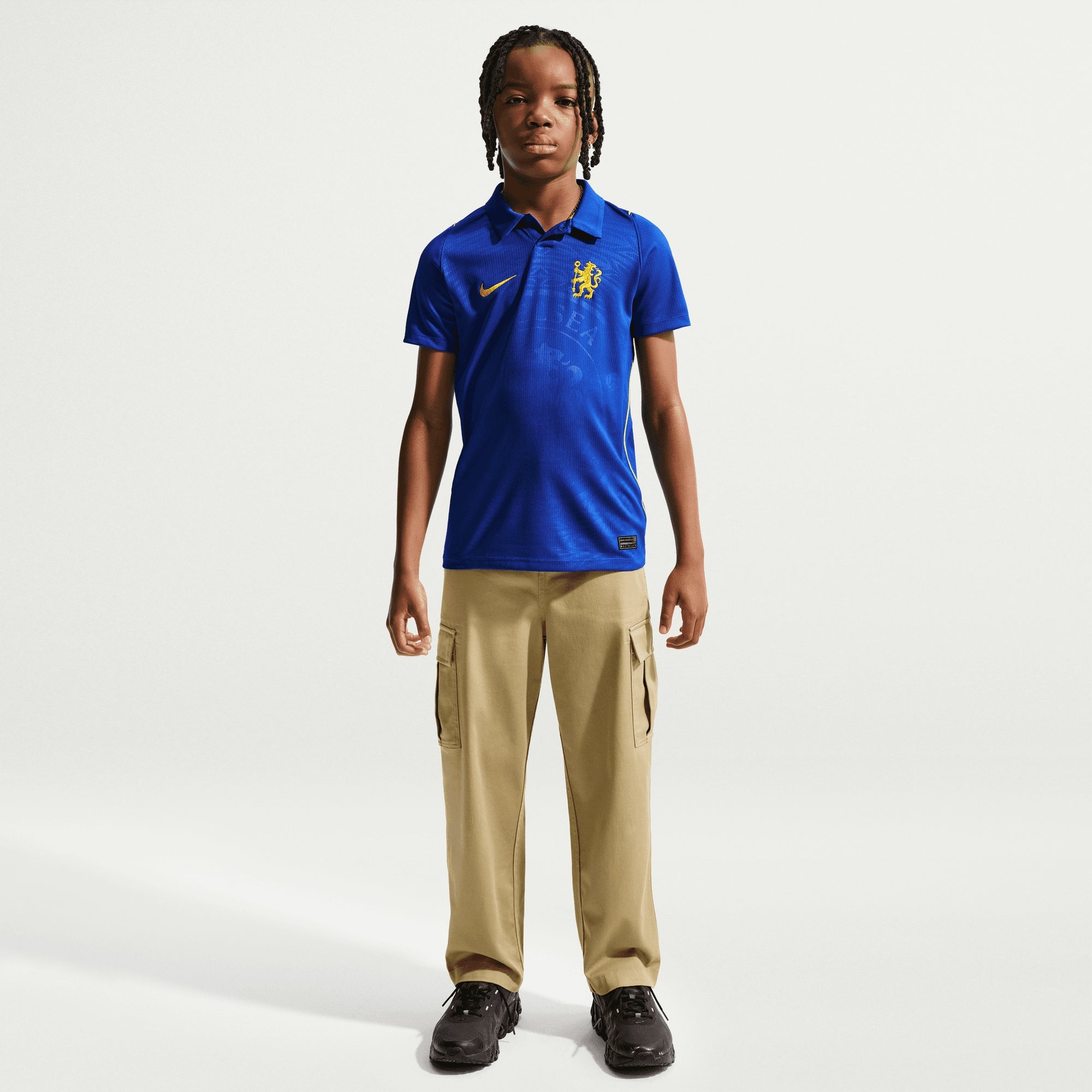 Nike Chelsea FC 2026/27 Stadium Home Big Kids' Dri-FIT Soccer Repica Jersey - Bright Blue/Midwest Gold/Midwest Gold