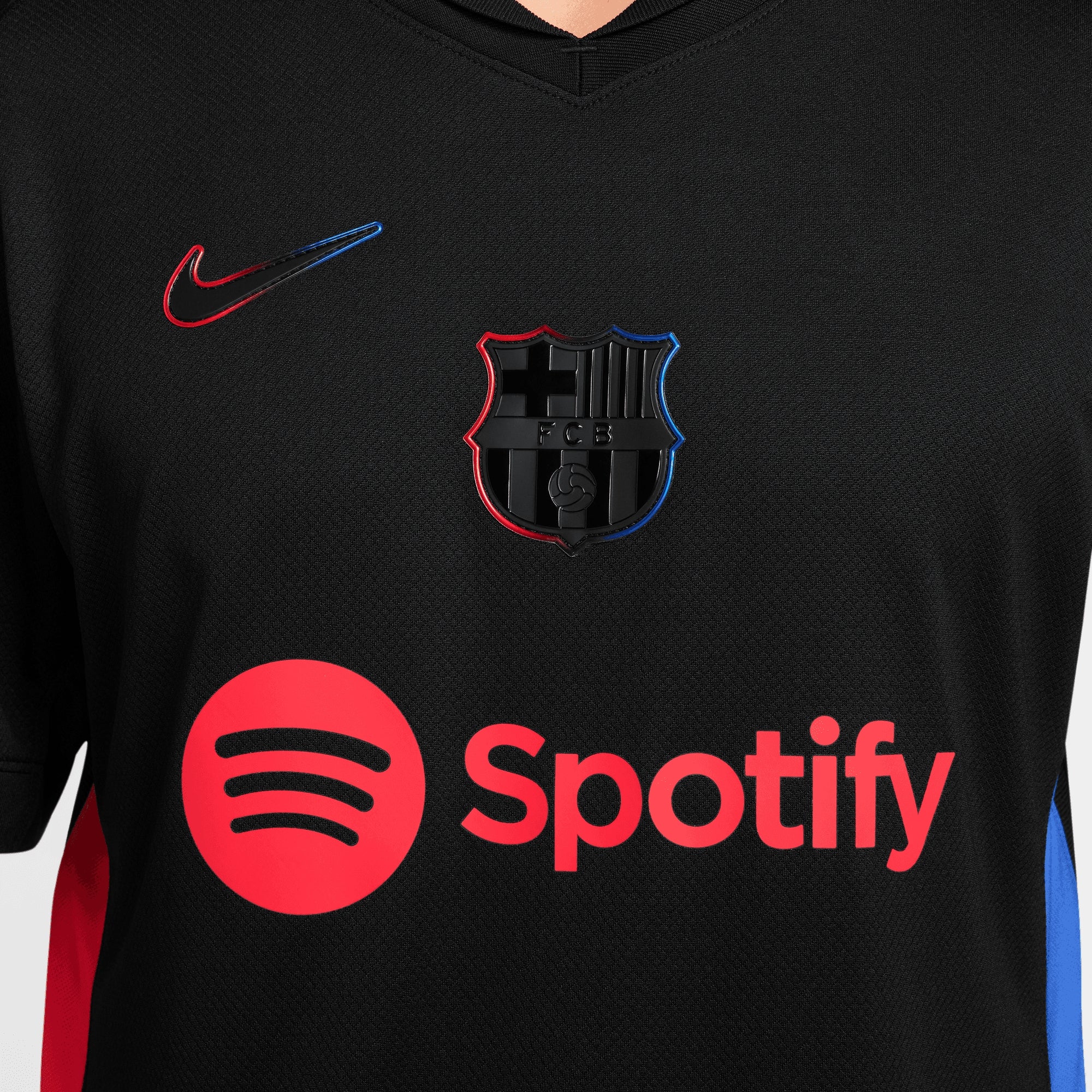 Nike FC Barcelona 2024/25 Stadium Away Men's Dri-FIT Soccer Replica Jersey - Black/University Red/Hyper Royal/Black