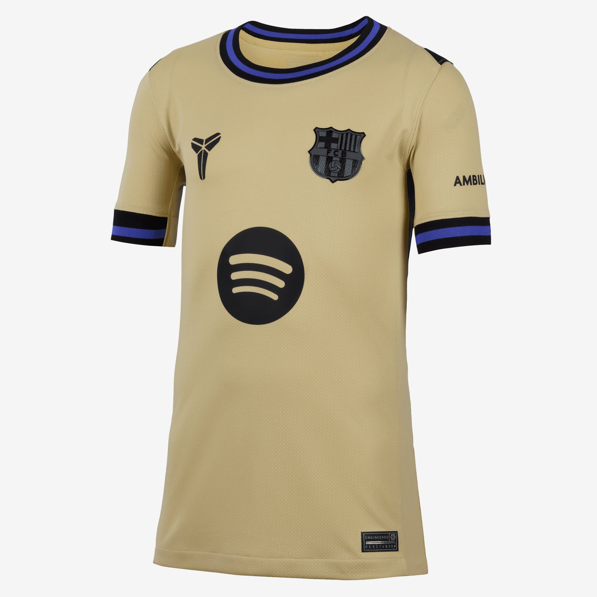 Nike FC Barcelona 2025/26 Stadium Away Big Kids' Kobe Dri-FIT Soccer Replica Jersey - Team Gold/Team Gold/Persian Violet/Black