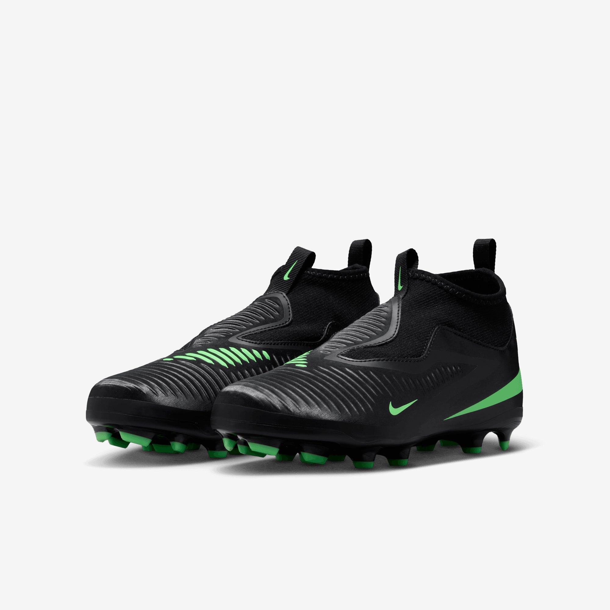 Nike Jr. Phantom 6 High Academy Big Kids' Multi-Ground Soccer Cleats - Black/Illusion Green-Black