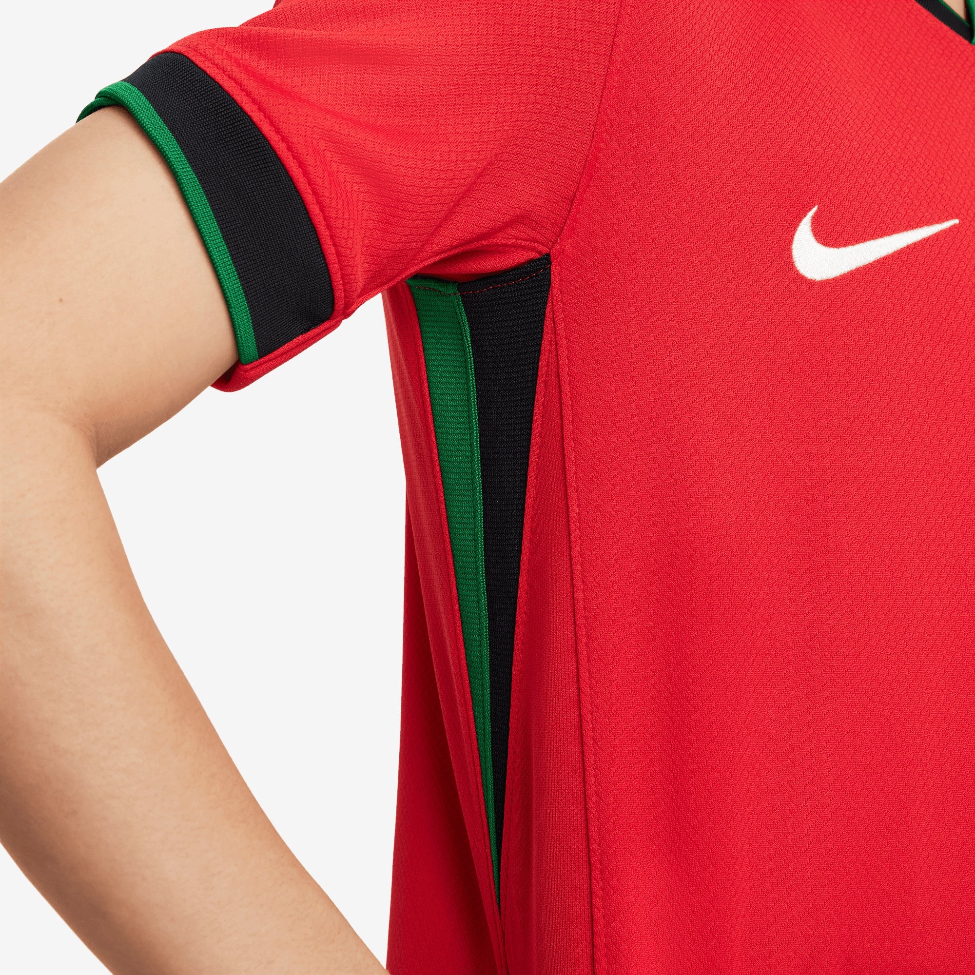 Nike Portugal (Men's Team) 2024/25 Stadium Home Big Kids' Dri-FIT Soccer Replica Jersey - University Red/Pine Green/Sail