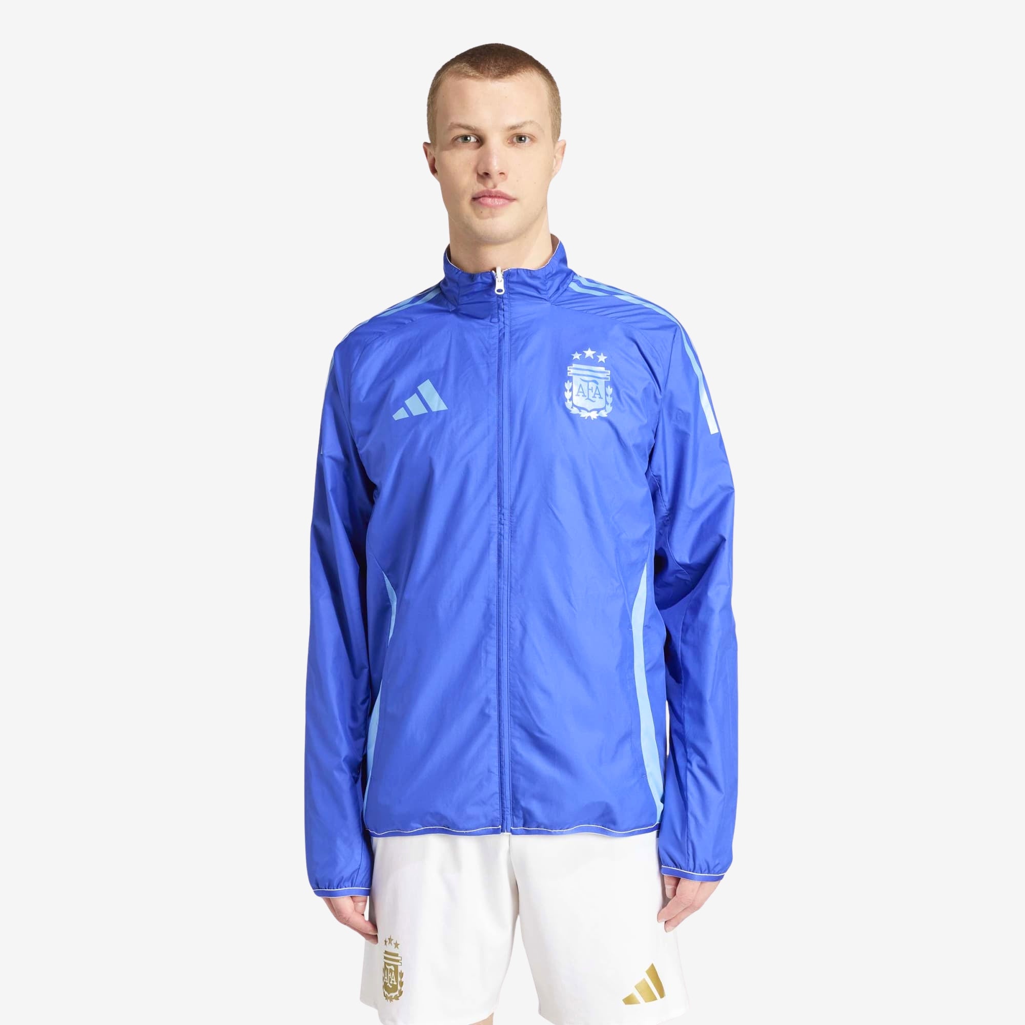 adidas Argentina Anthem Men's Full-Zip Soccer Jacket - White / Lucid Blue