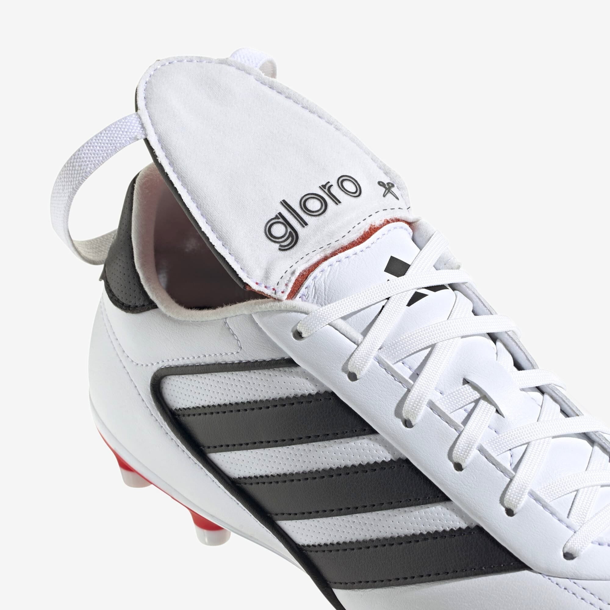 adidas Copa Gloro 2 FG Low-Top Soccer Cleats - Cloud White / Core Black / Better Scarlet