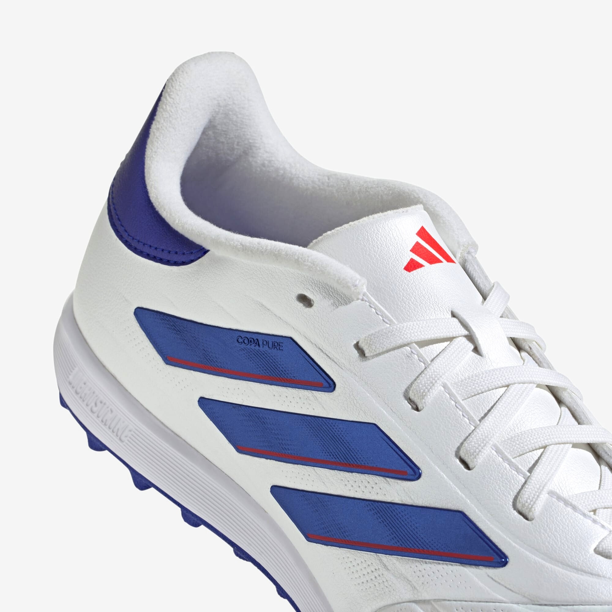 adidas Copa Pure 2 League TF Low-Top Soccer Shoes - Cloud White / Lucid Blue / Solar Red