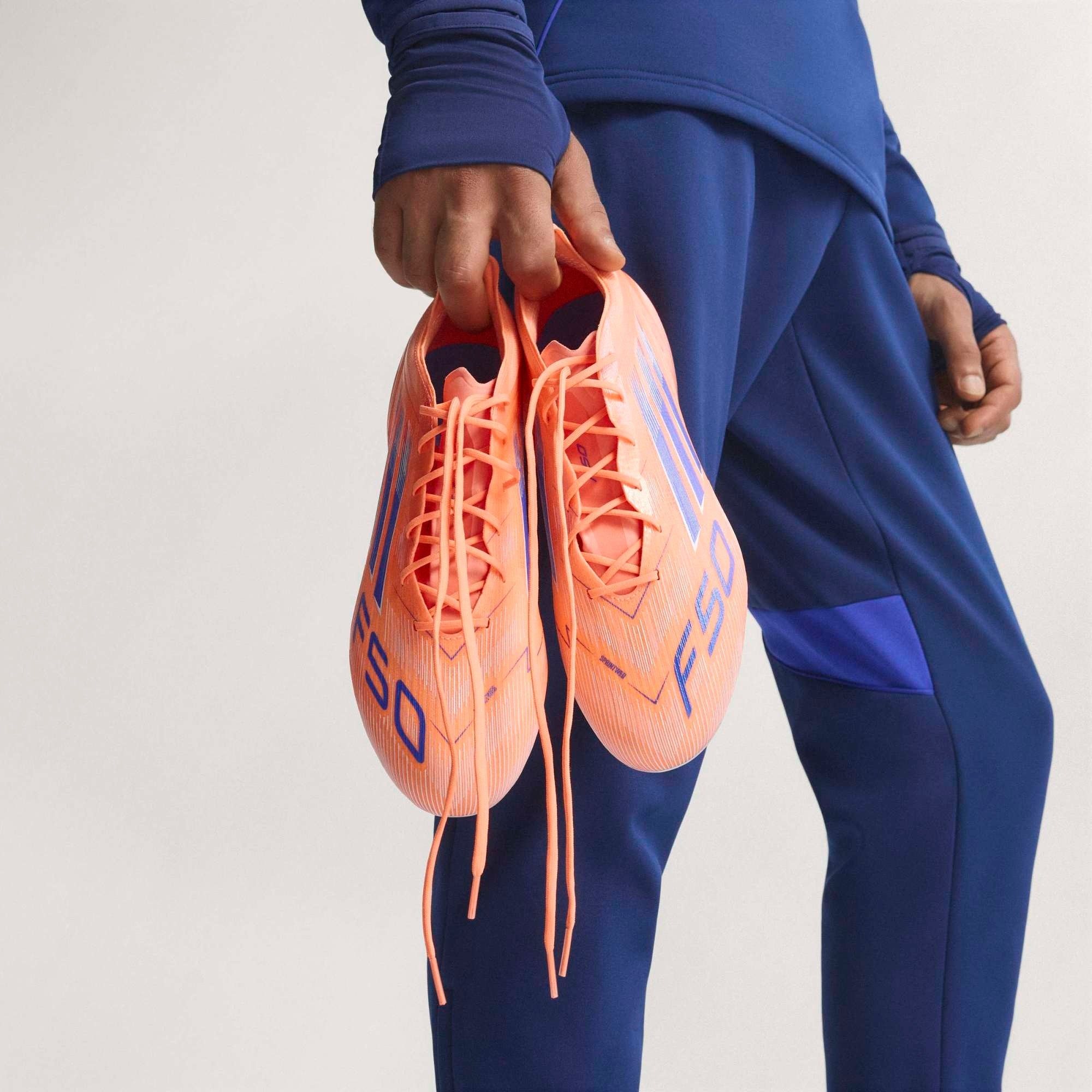 adidas F50 Elite Firm-Ground Low-Top Soccer Cleats - Beam Orange / Lucid Blue / Cloud White