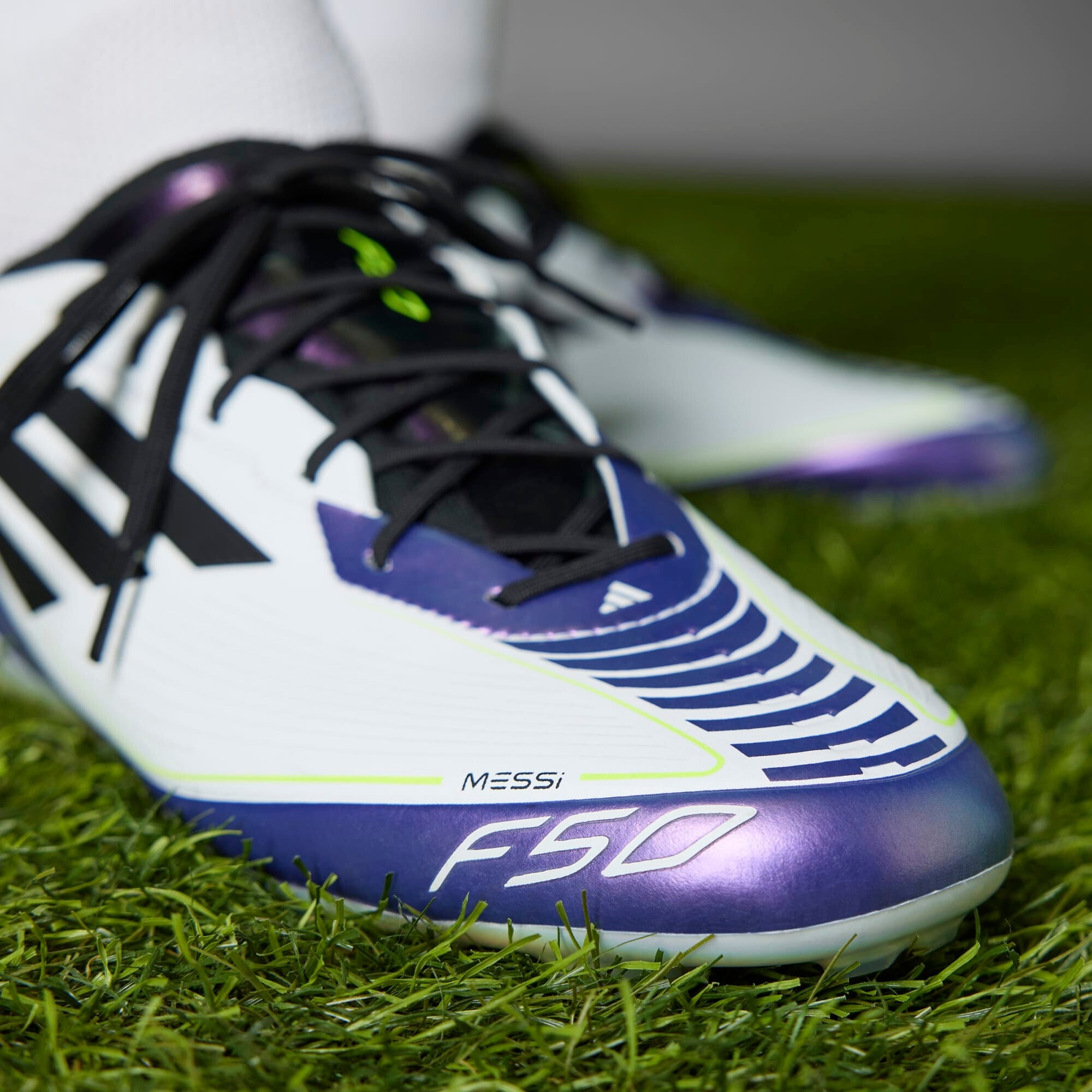 adidas F50 Elite Messi FG Low-Top Soccer Cleats - Cloud White / Core Black / Purple