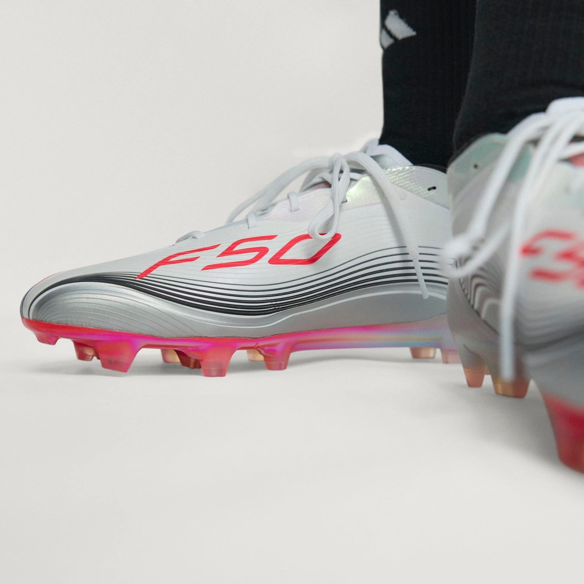 adidas F50 Messi Elite FG Low-Top Soccer Cleats - Ftwr White / Lucid Red / Silver Met.