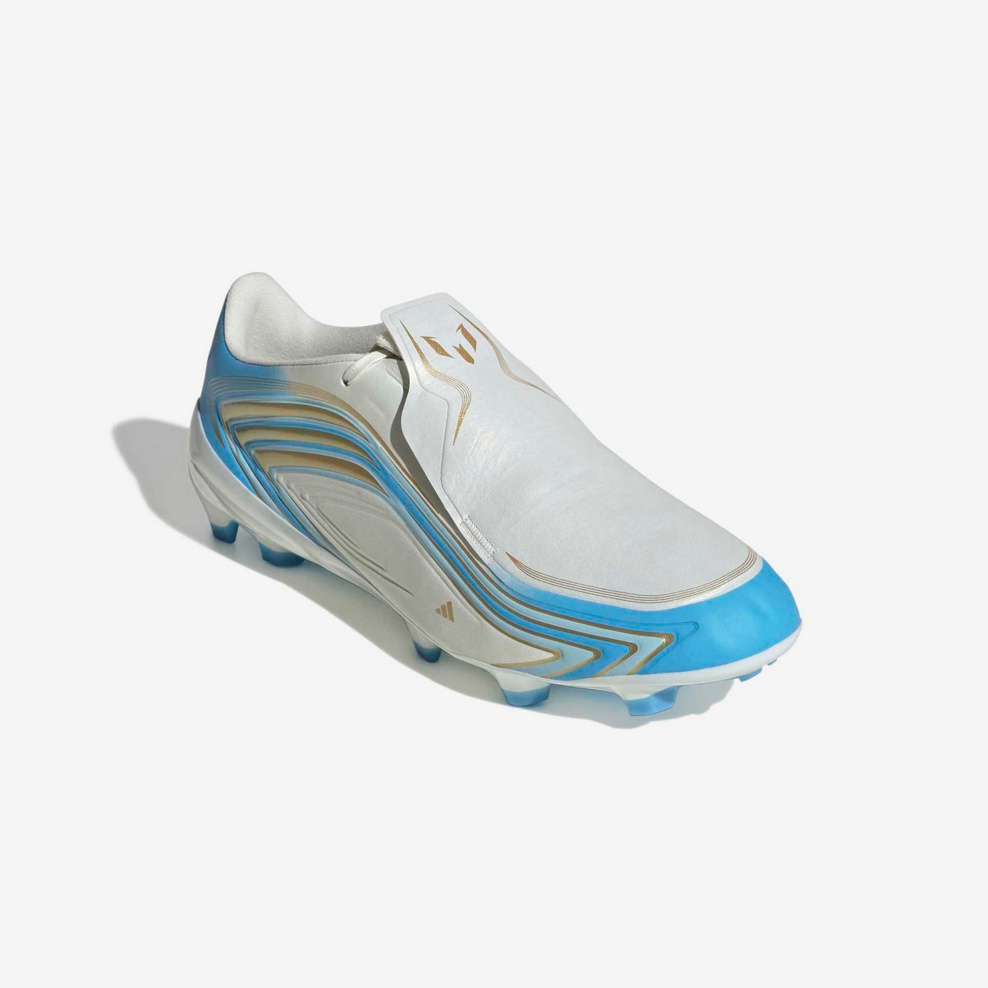adidas F50 Messi League Firm-Ground Low-Top Soccer Cleats - Ivory / Semi Blue Burst / Icey Blue