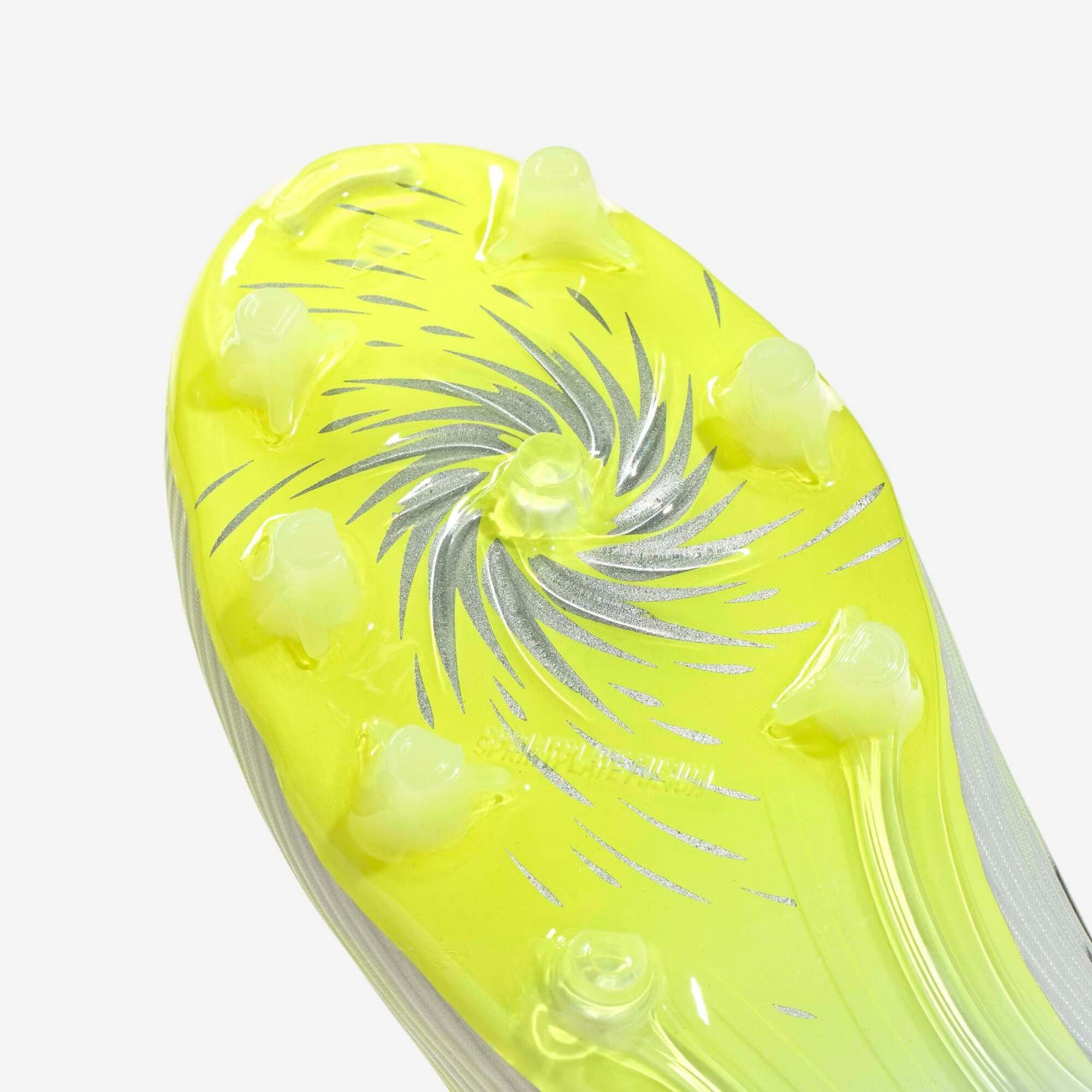 adidas F50 Sparkfusion League Mid Cut (Women's) Firm Ground/Artificial Grass Soccer Cleats - Cloud White / Iron Metallic / Hi-Res Yellow