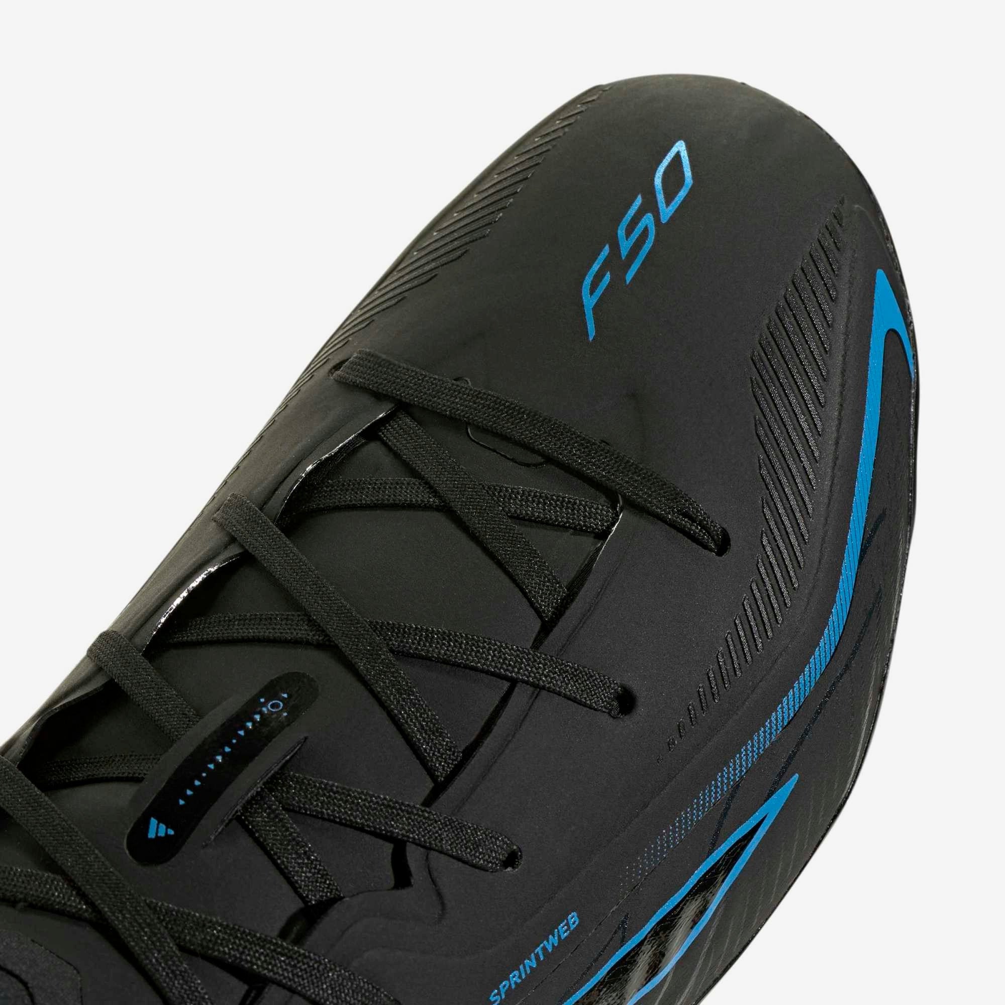 adidas Jr. F50 Hyperfast Elite Big Kids' Firm-Ground Low-Top Soccer Cleats - Core Black / Core Black / Lucid Ray Blue