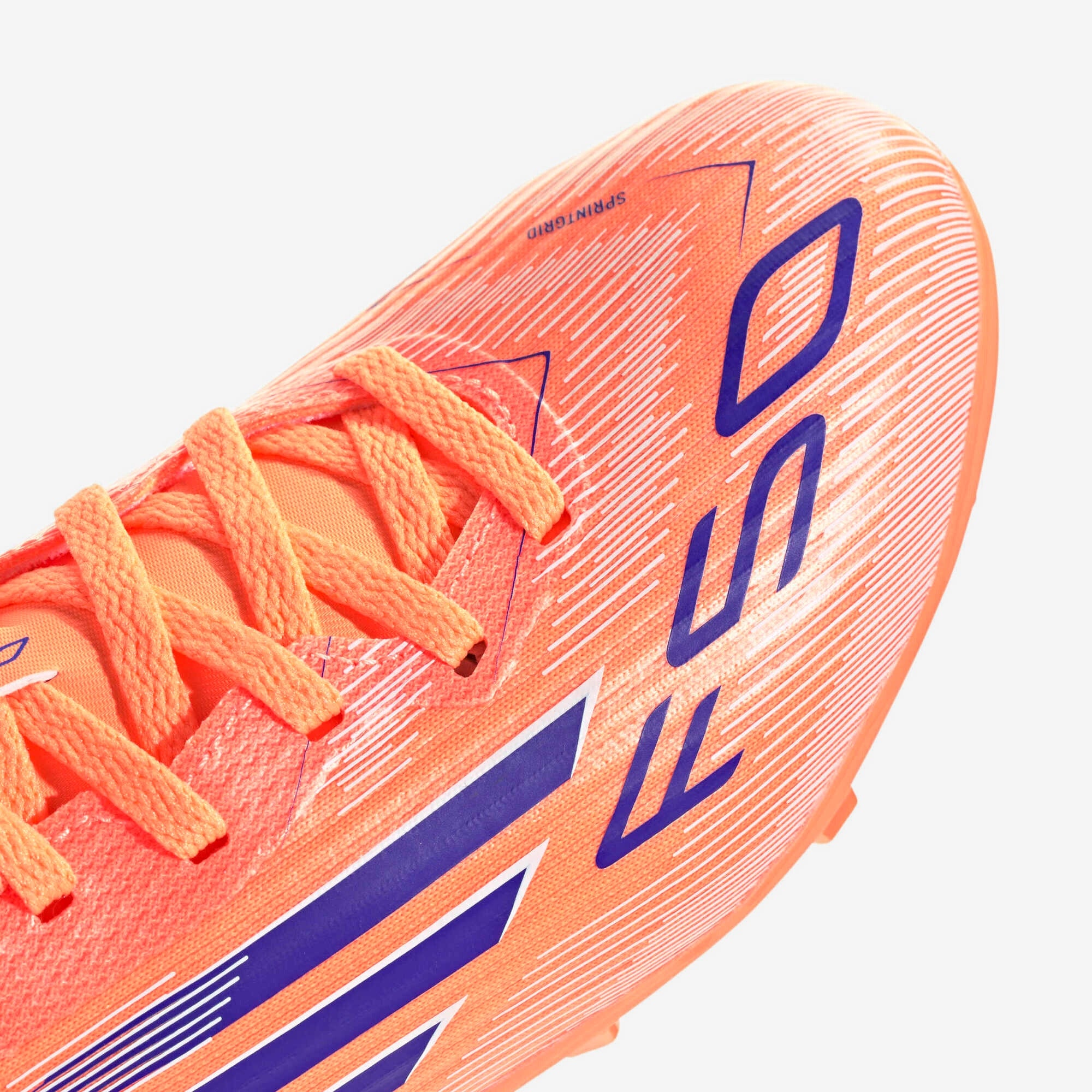 adidas Jr. F50 League Kids' Firm/Multi-Ground Low-Top Soccer Cleats - Beam Orange / Lucid Blue / Cloud White