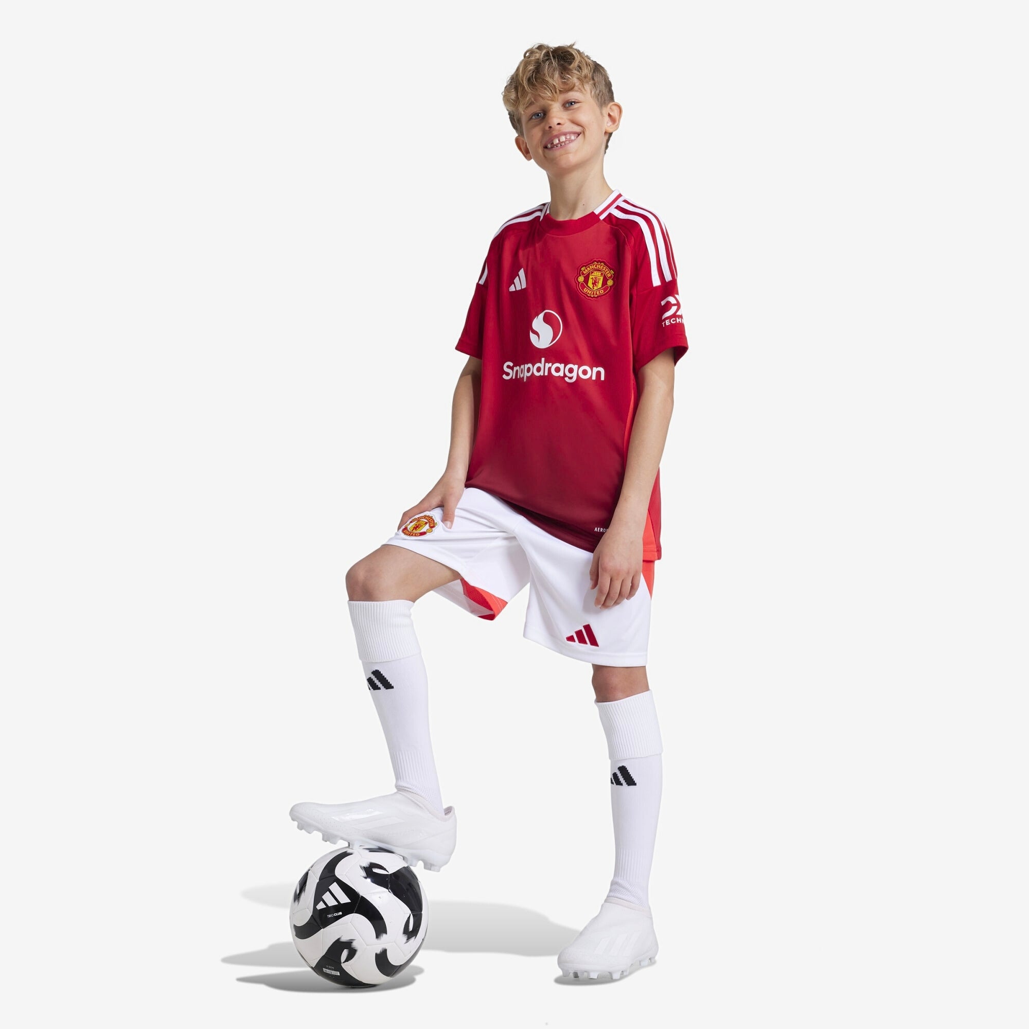 adidas Manchester United 2024/25 Stadium Home Big Kids' AEROREADY Soccer Replica Jersey - Mufc Red