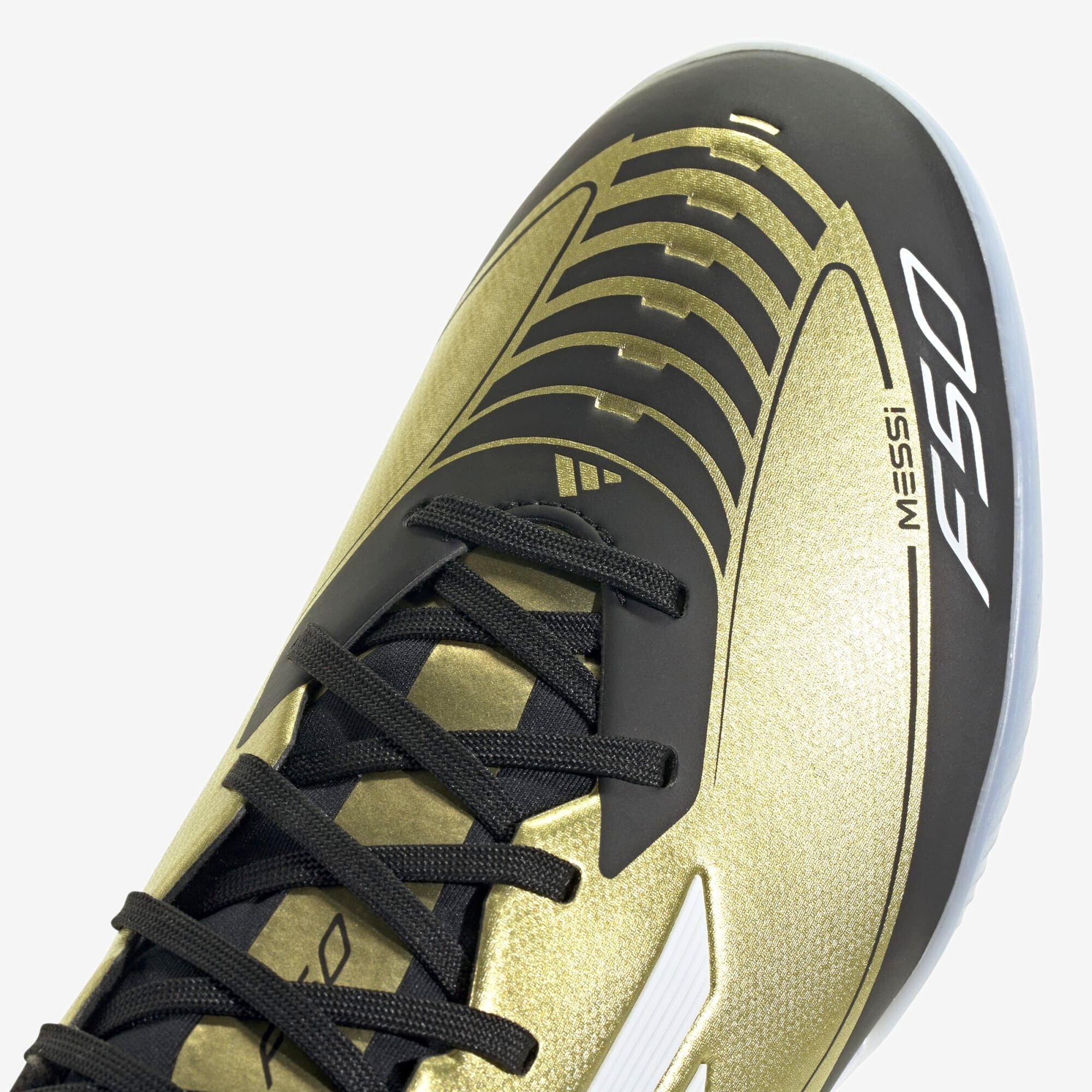 adidas Messi F50 League TF Low-Top Soccer Shoes - Gold Metallic / Cloud White / Core Black