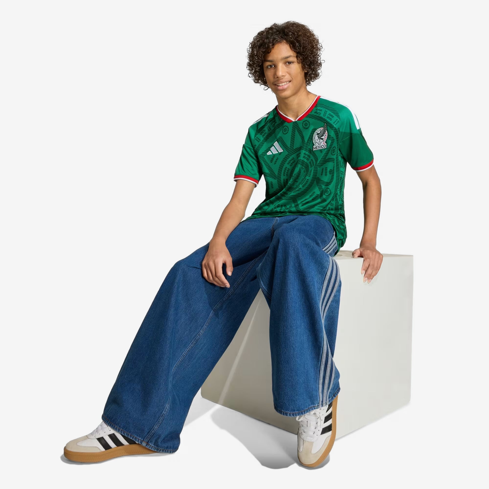 adidas Mexico 2026 Stadium Home Big Kids' Soccer Jersey - Bold Green